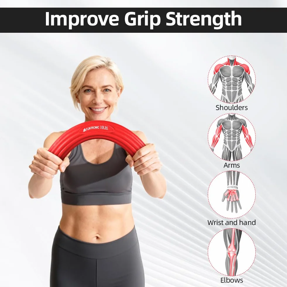 Flintronic Pasek oporowy do fitnessu, drążek do ćwiczeń Twist and Flex – do treningu siły, łokcia, nadgarstka i przedramienia, ulga w bólu łokcia tenisisty i łokcia golfisty
