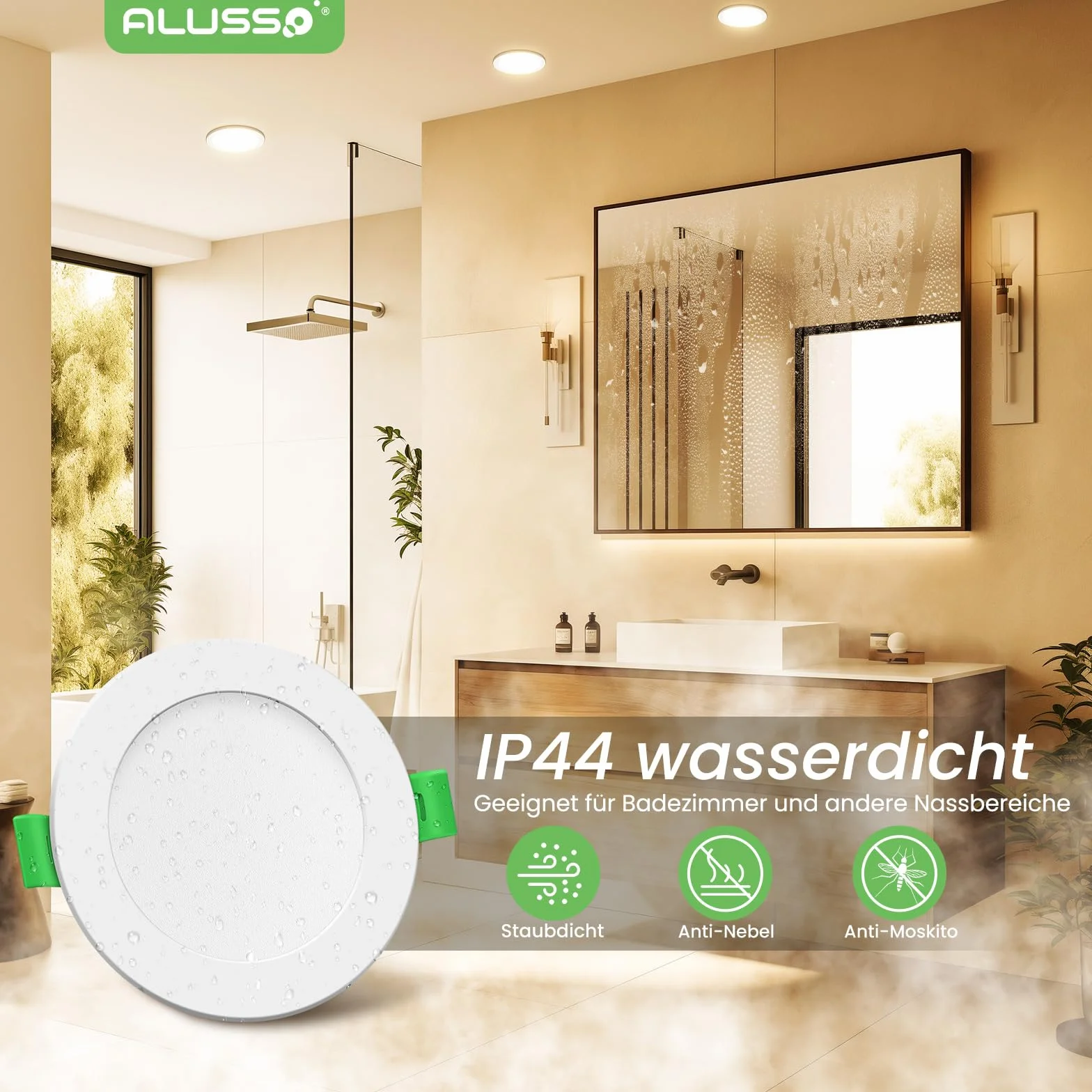 ALUSSO reflektory LED wpuszczane 10W 230V 700lm 3000K IP44 płaskie