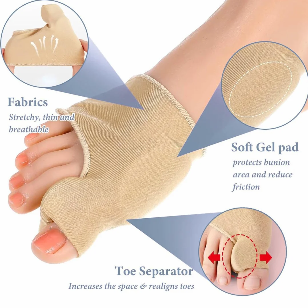 2 sztuki haluksów, skarpety na palec koślawy, separator palców z wbudowanym silikonem, ochrona palców, stabilizator palca koślawego, ochrona prostownicy, unisex