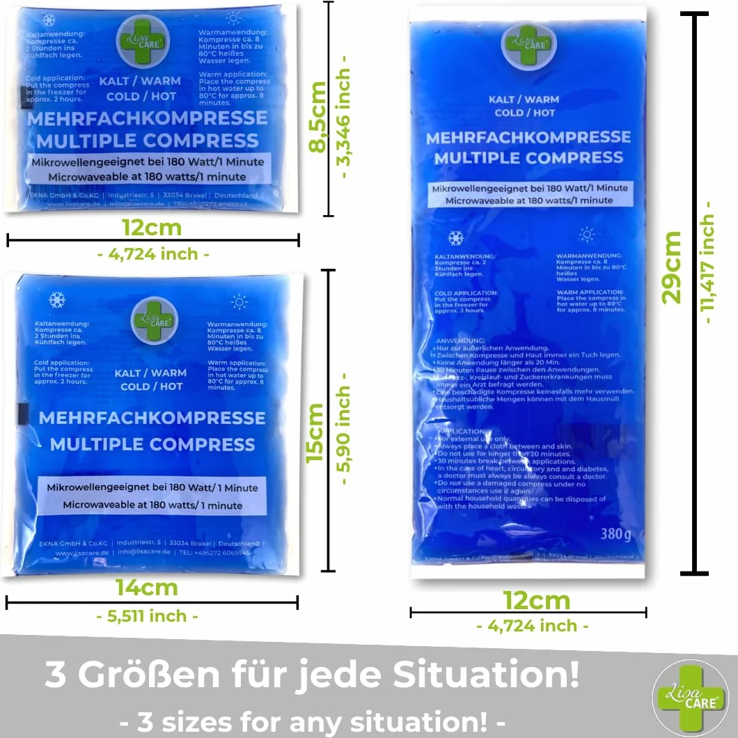 LisaCare Duży kompres zimny ciepły 29x12 cm żelowe podkładki chłodzące dla dzieci