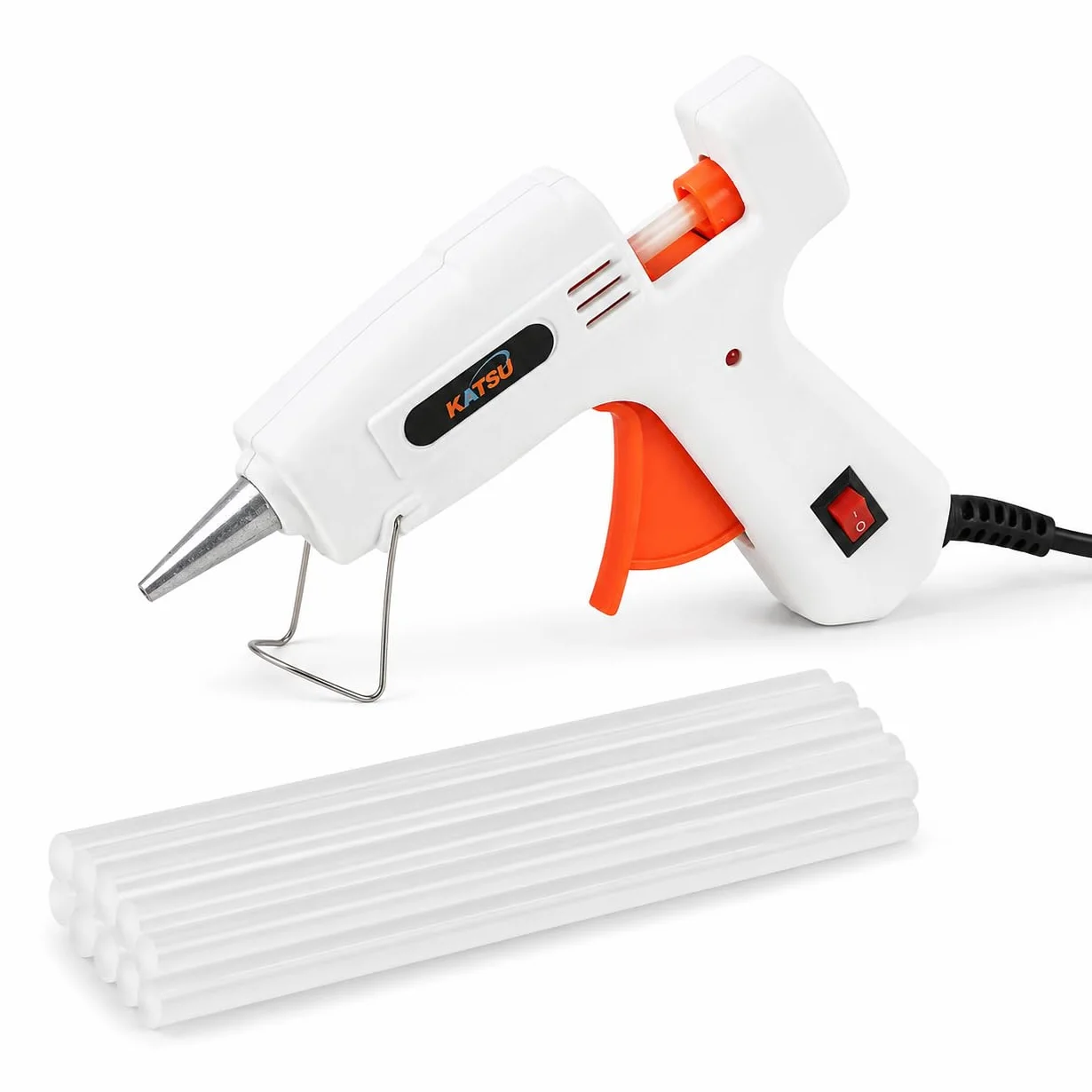 KATSU 20W Elektryczny Pistolet do Klejenia na Gorąco, Pistolet do Topienia Kleju z 12 Wkładami do Klejenia 7mm x 150mm do Robótek Ręcznych i Szybkiej Naprawy w Domu 323128