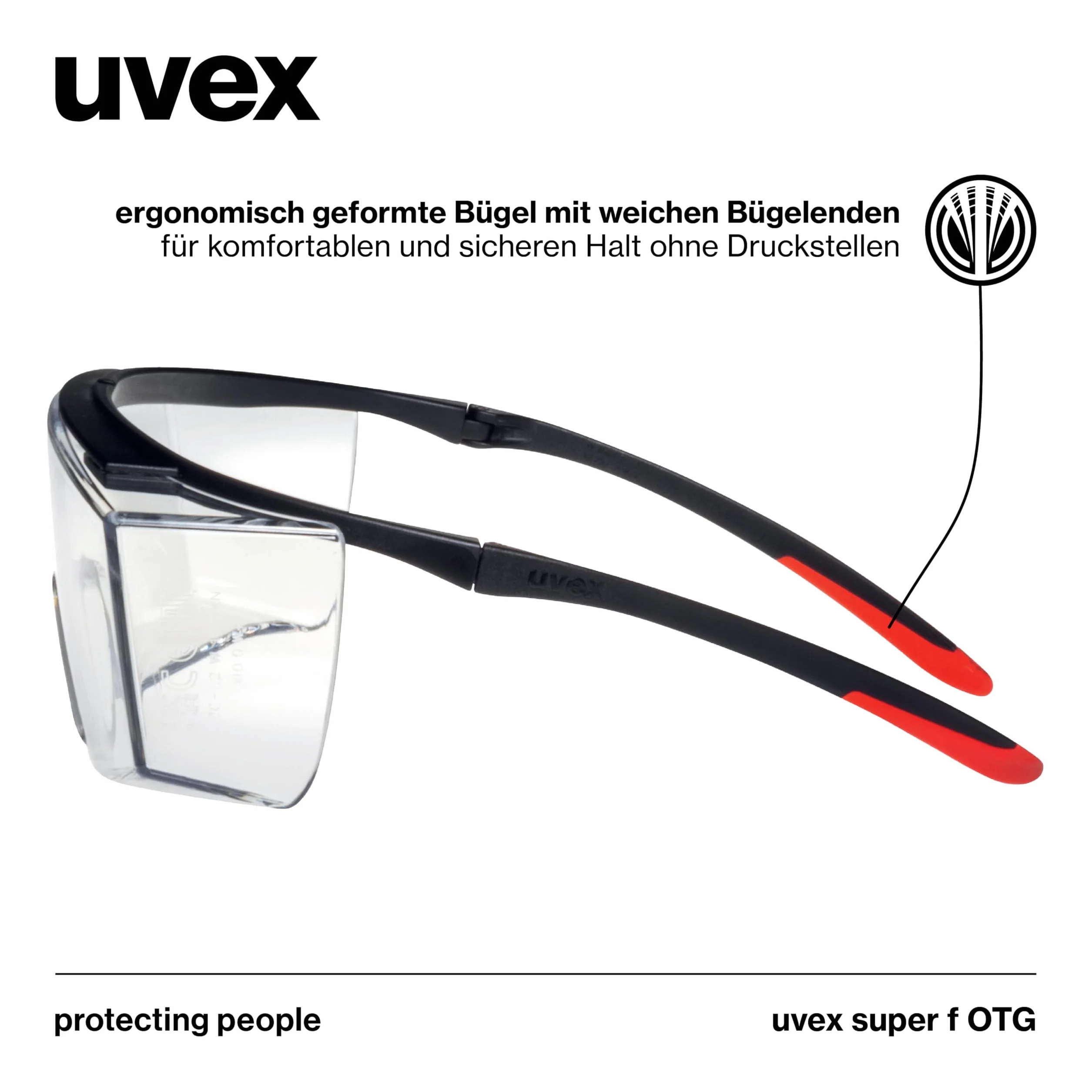 Uvex Super F OTG okulary ochronne dla osób noszących okulary, ochrona przed zaparowaniem, na zewnątrz bardzo odporne na zarysowania i chemikalia