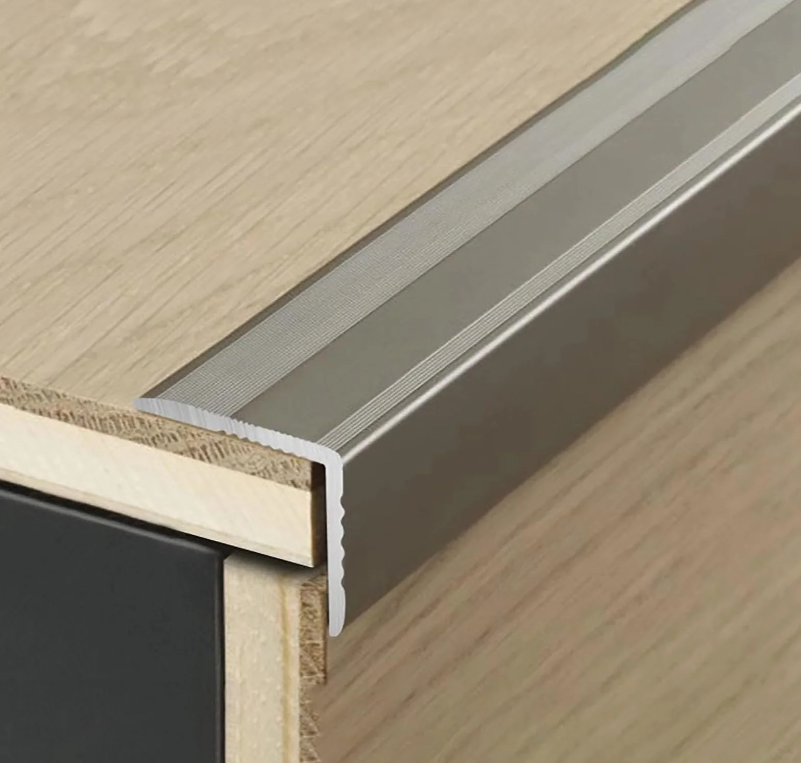Aluminiowa listwa krawędziowa do płytek w kształcie litery L, listwa przejściowa do wykończenia schodów, metalowa osłona stopnia, listwa krawędziowa schodów do drewna/płytek