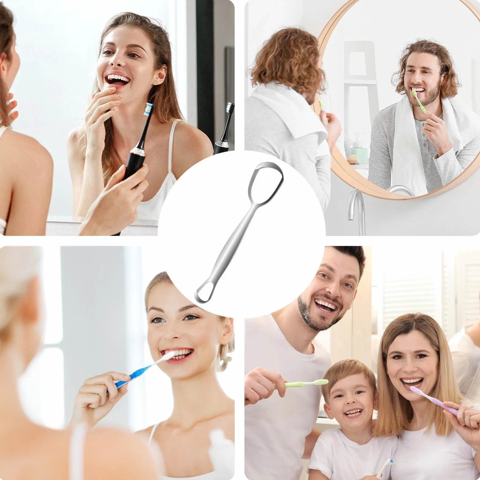 Tongue Cleaning Tool - Breath Refresh Scraper for Mouth Maintenance | Metal Fan Structure with Ergonomic Grip, Easy Rinse Accessory, Home Bathroom for Travel Use
