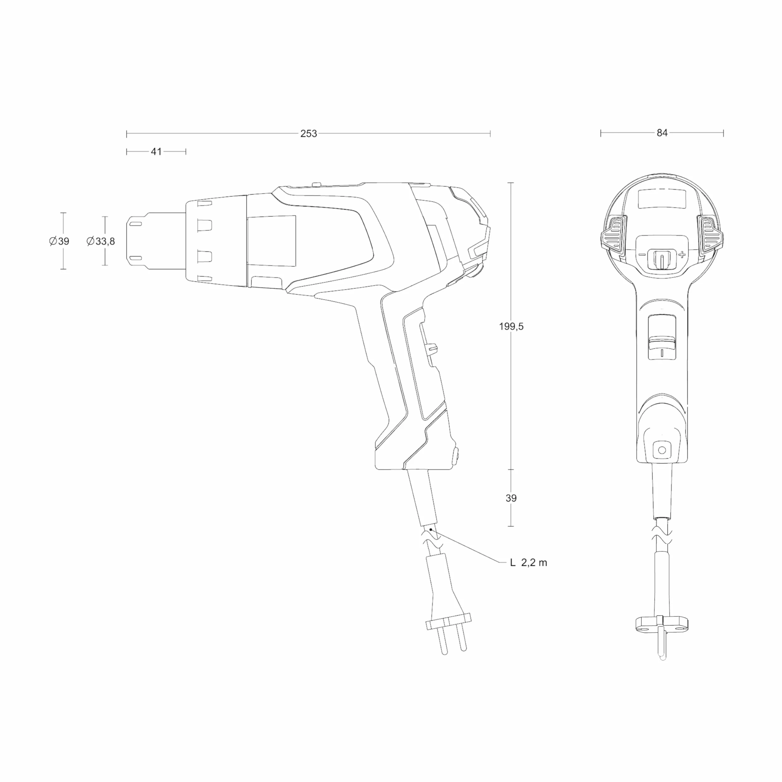 Steinel Pistolet na gorące powietrze HM 2020 E | 2200 W, wyświetlacz LCD, temperatura 80°-630°C, pistolet na gorące powietrze z grzałką ceramiczną, 150-500 l/min.