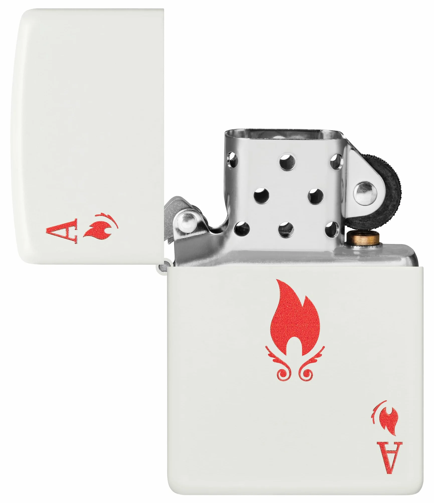 Zippo Ace Zapalniczka Sztormowa, Kolorowy Nadruk, do Napełniania, Wielokrotnego Użytku, Wiatroodporna Konstrukcja, Pudełko na Prezent, Wykonano w USA, Kolor Biały Matowy (White Matte)