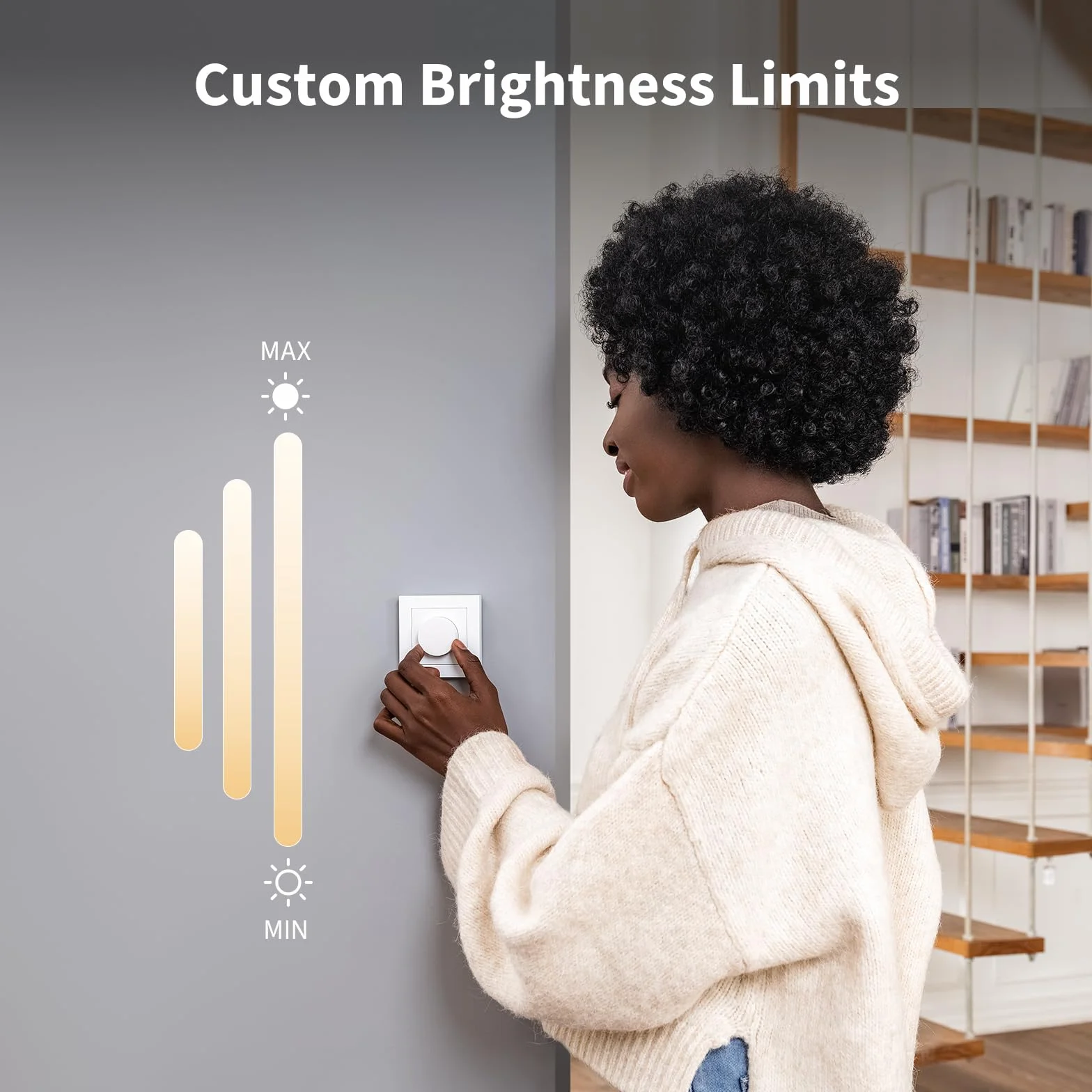 Aqara Inteligentny Ściemniacz H2 EU -Thread/Zigbee, 2-w-1 Neutralny, 200W, do ściemnialnych świateł LED/CFL/incandescent/Halogen/ELV, Obsługowanie Apple Home, Alexa, Google Home, Matter (Biały)