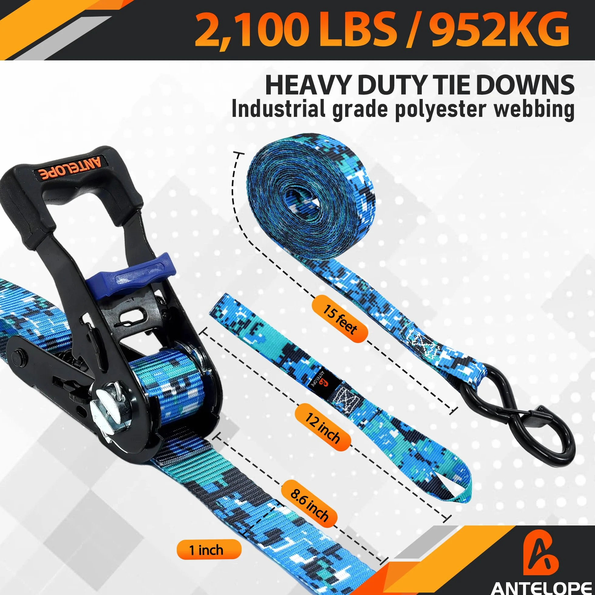 A ANTELOPE Paski mocujące z grzechotką, 4 sztuki, 38 cm, wytrzymałość na rozerwanie 1 kg, gumowe uchwyty, powlekane metalowe haczyki bezpieczeństwa, 2 linki bungee do motocykla, ciężarówki, ładunku