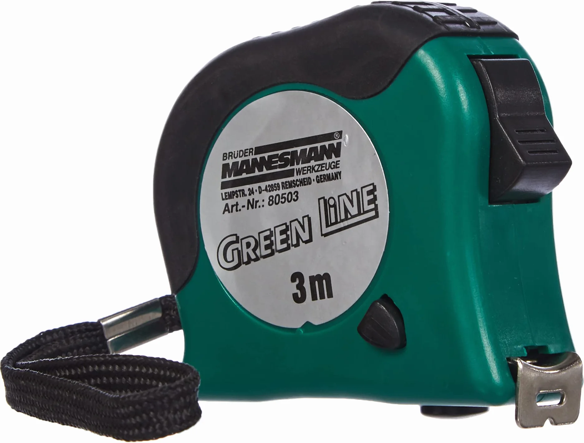 Brüder Mannesmann M80503 Taśma Miernicza, Zielony/Czarny, 3 m x 16 mm