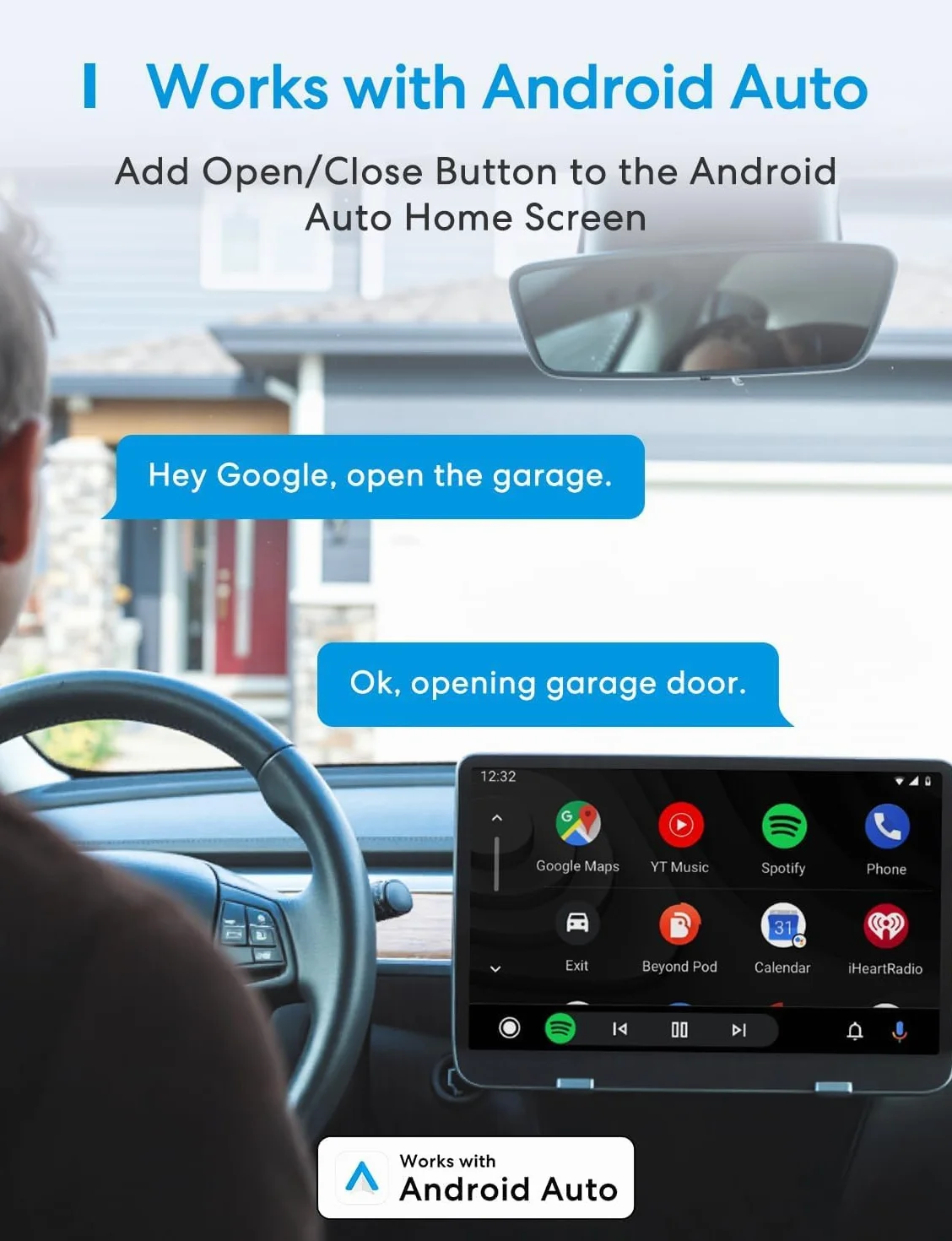 Meross Urządzenie do otwierania drzwi garażowych połączone z Wi-Fi, inteligentny pilot do drzwi zgodny z Alexą, Asystentem Google i SmartThings, zdalne sterowanie, sterowanie głosowe i funkcja czasu