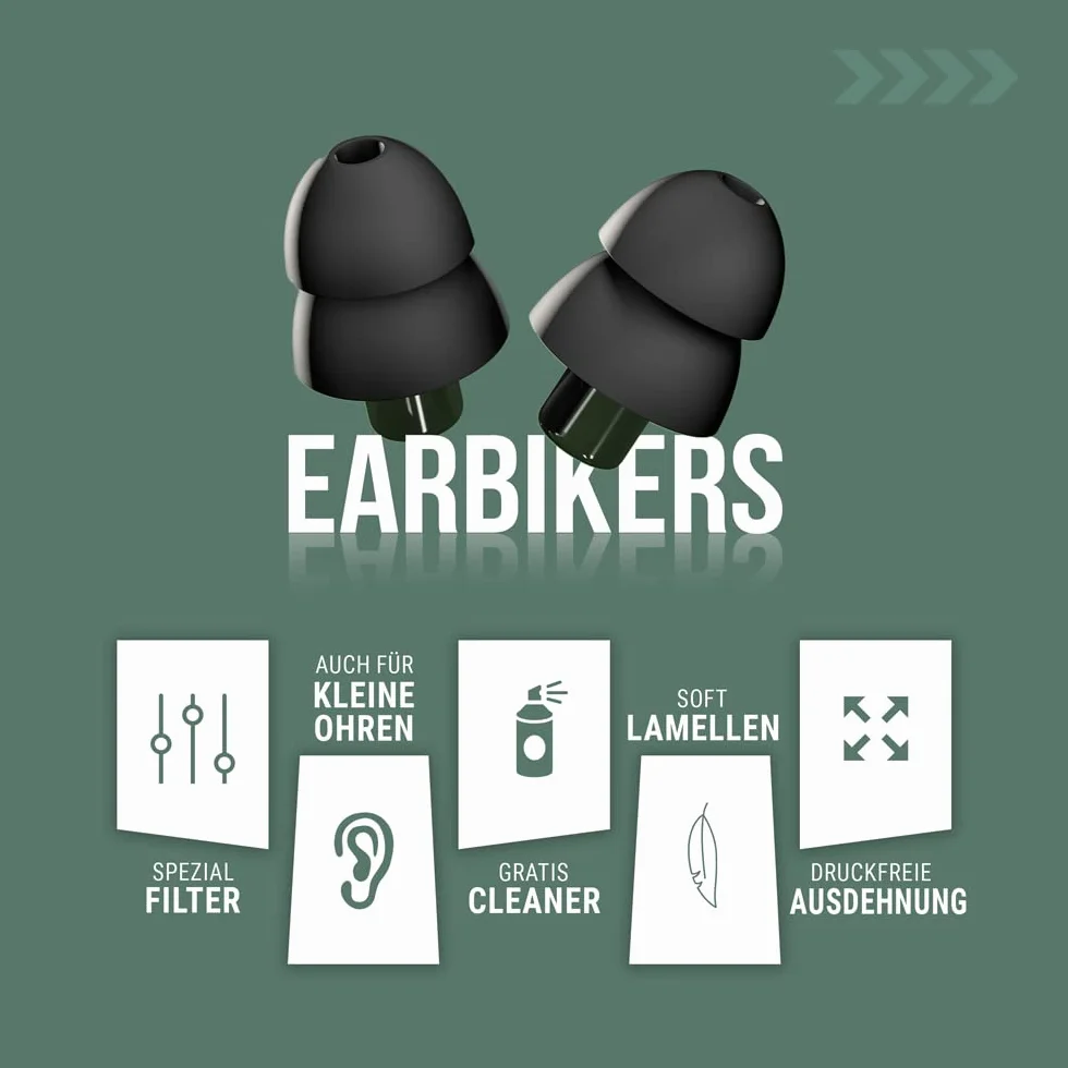 EarBikers Zatyczki do uszu motocyklowe wielokrotnego użytku ochrona słuchu