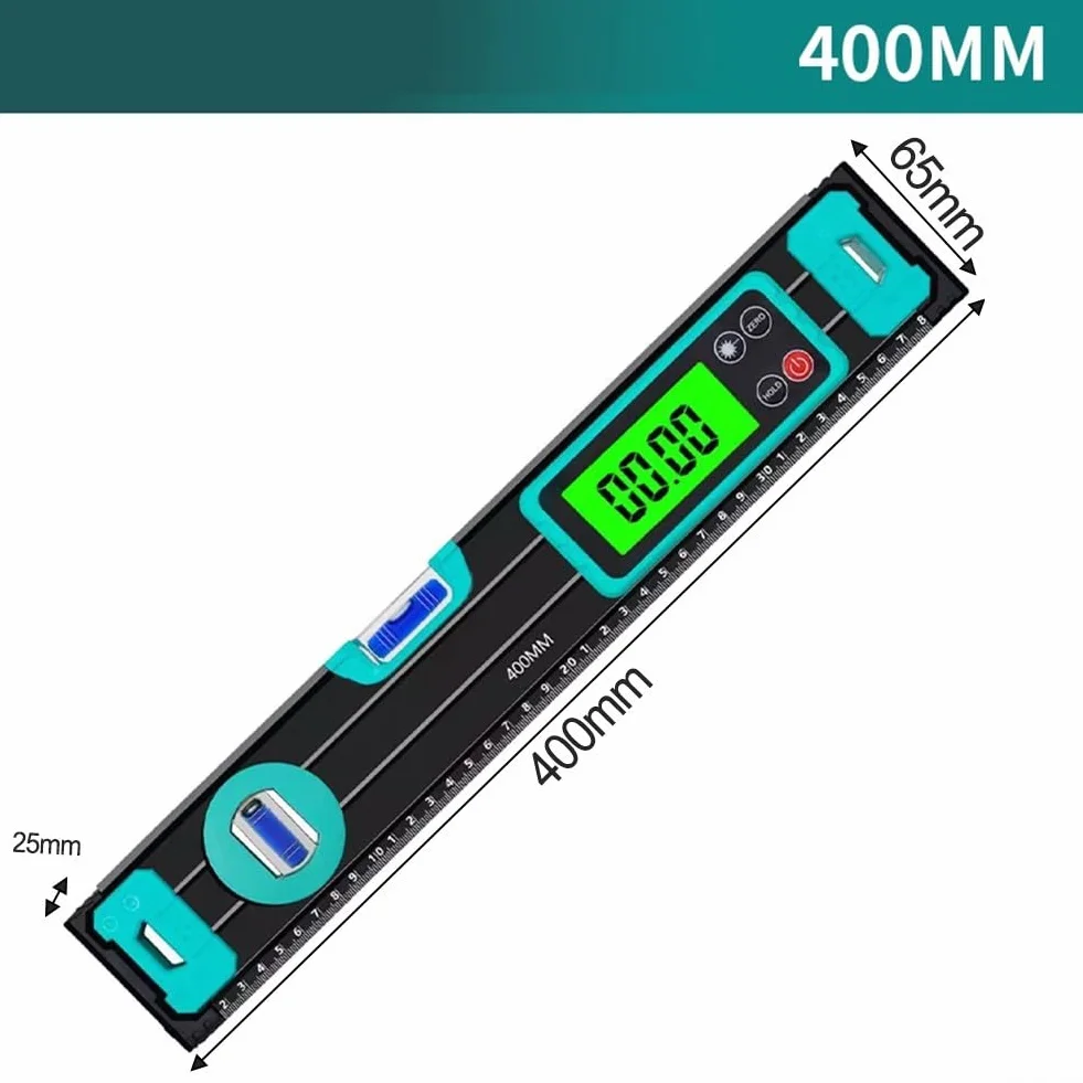 Elektroniczna poziomica, 300 mm, wysoka precyzja ±0,05°, cyfrowy kątomierz, magnetyczny, ładowanie USB-C, dla stolarzy DIY (400 mm)