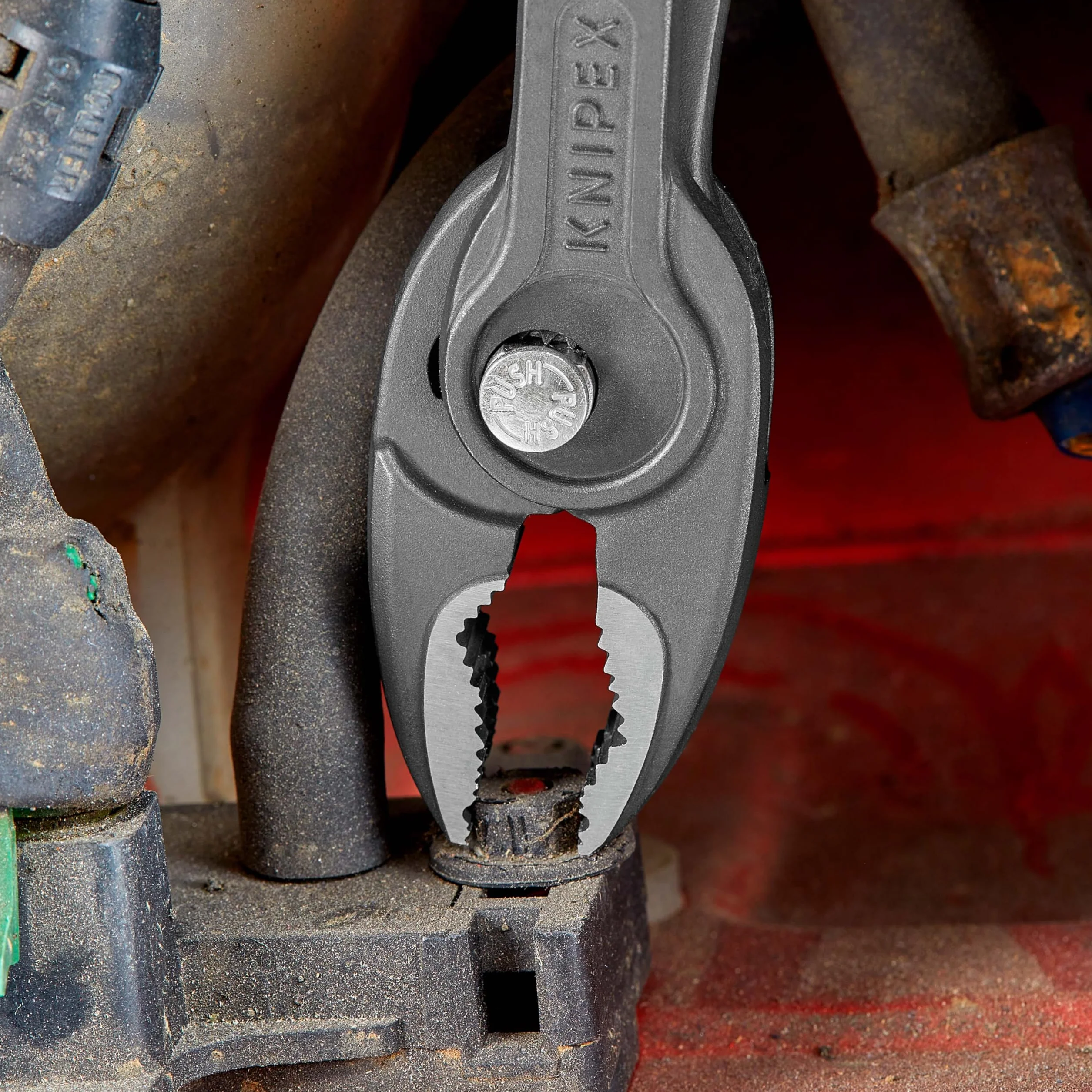 KNIPEX TwinGrip szczypce z funkcją chwytu od czoła i z boku w opakowaniu z zawieszką fosforanowana, szara pokryte antypoślizgowym, 82 01 200