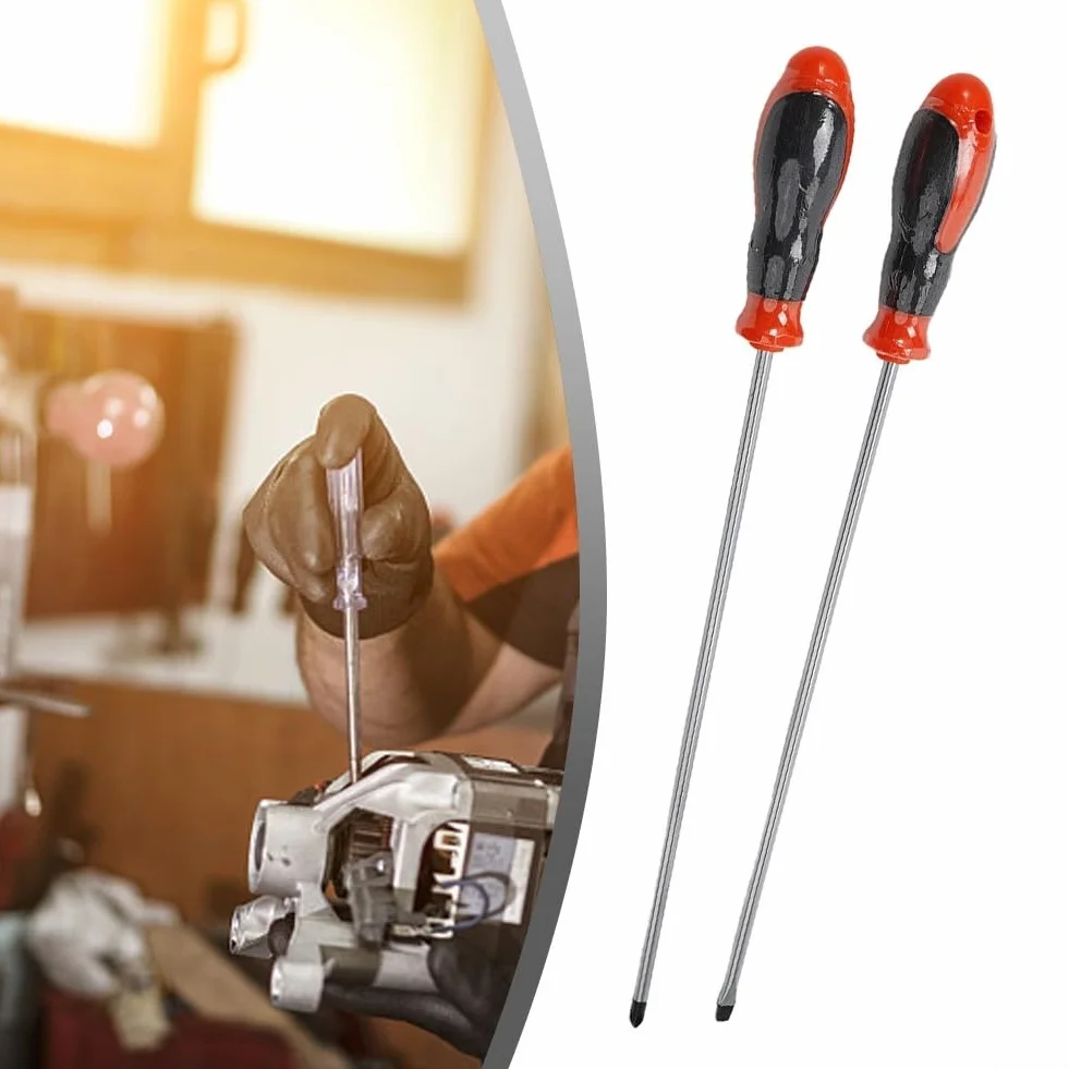 12-calowy, bardzo długi wkrętak magnetyczny z gumową rączką – zestaw narzędzi ręcznych(2pcs set)