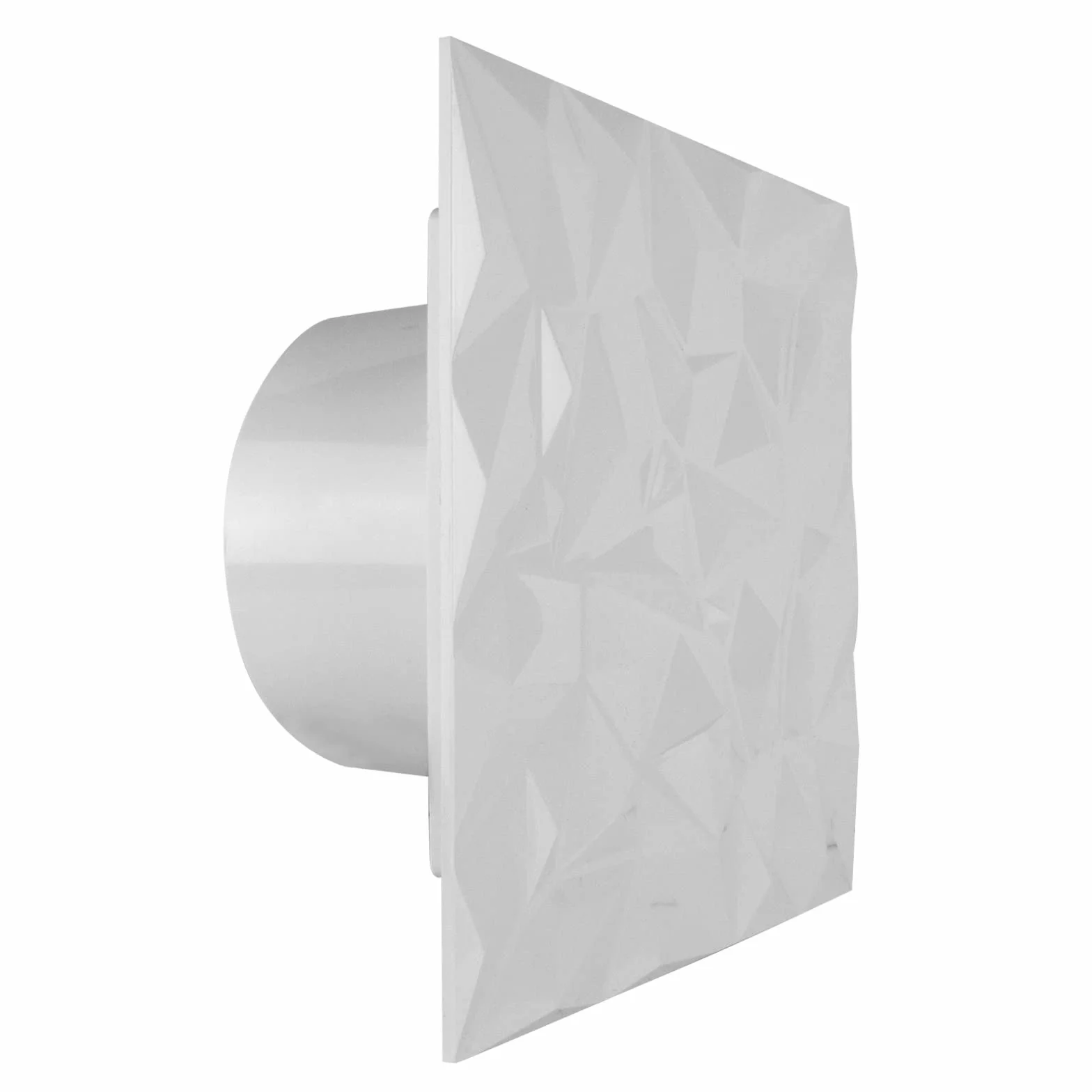 MKK Wentylator łazienkowy, wentylator do pomieszczeń mieszkalnych, panel diamentowy, biały, Ø 125 mm, przełącznik pociągany