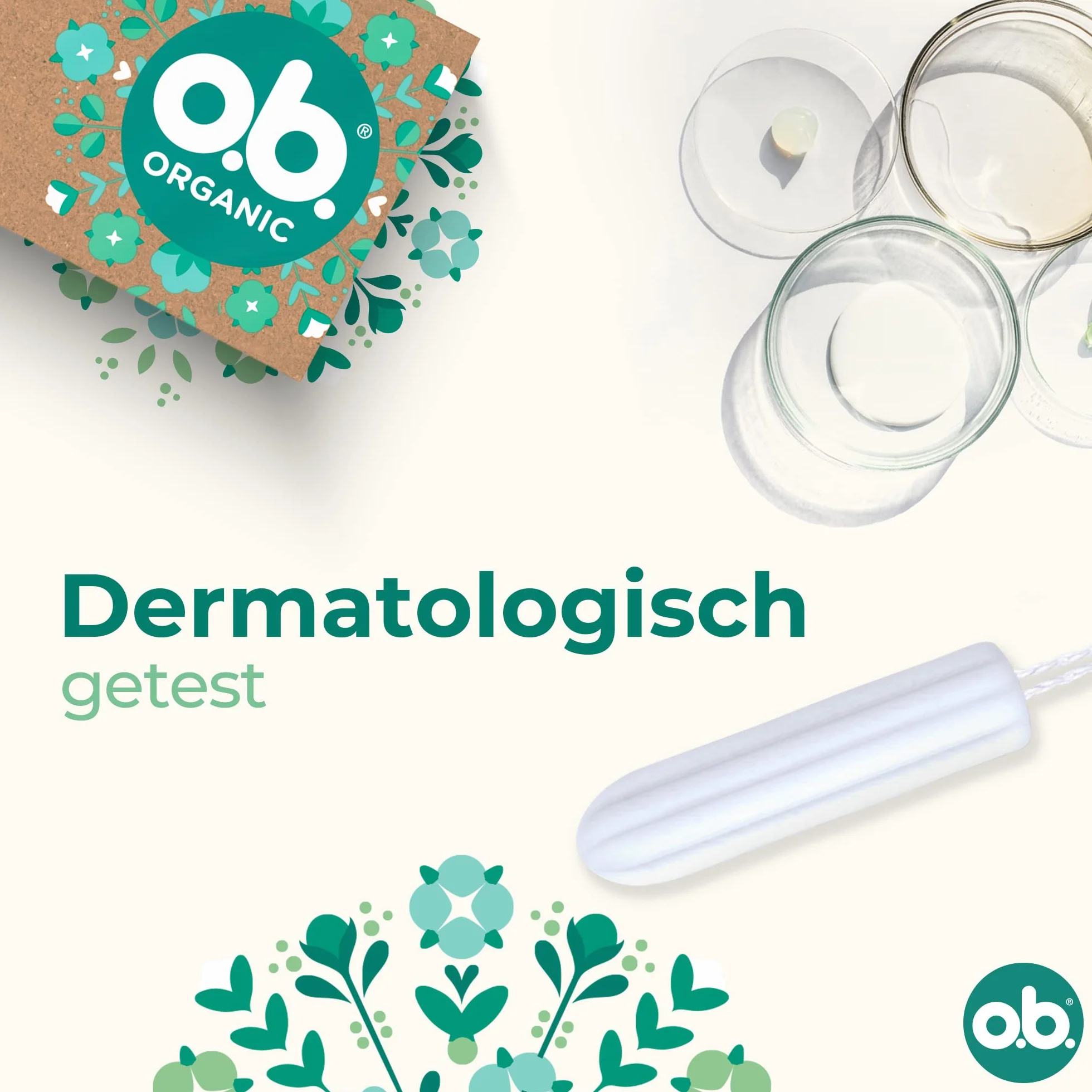 o.b. Organic Normal Biotampony na średnie do cięższych dni z 100% biobawełny, 6 x 16 sztuk