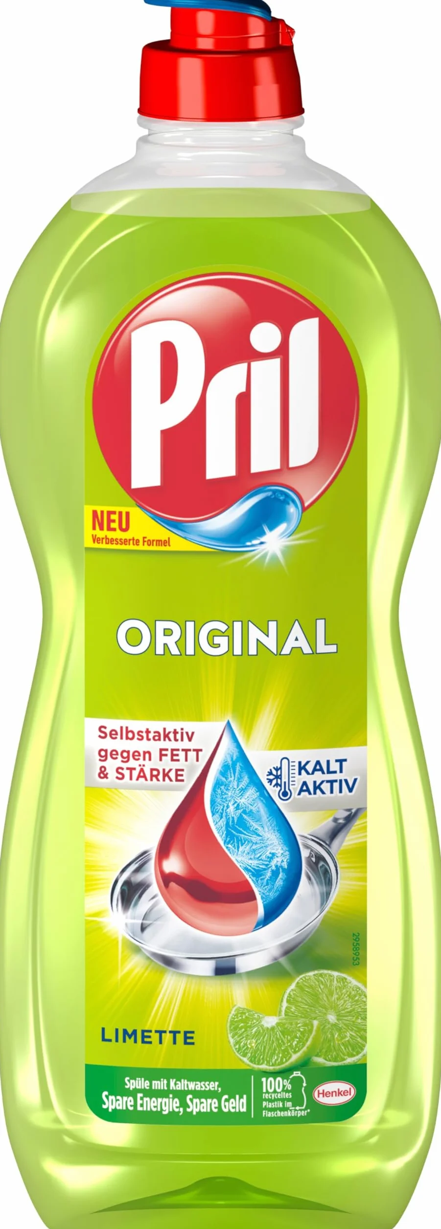 Pril Oryginalna limonka (675 ml), płyn do mycia naczyń o najwyższej mocy rozpuszczania tłuszczu, do czystych naczyń, również w zimnej wodzie, świeży zapach limonki