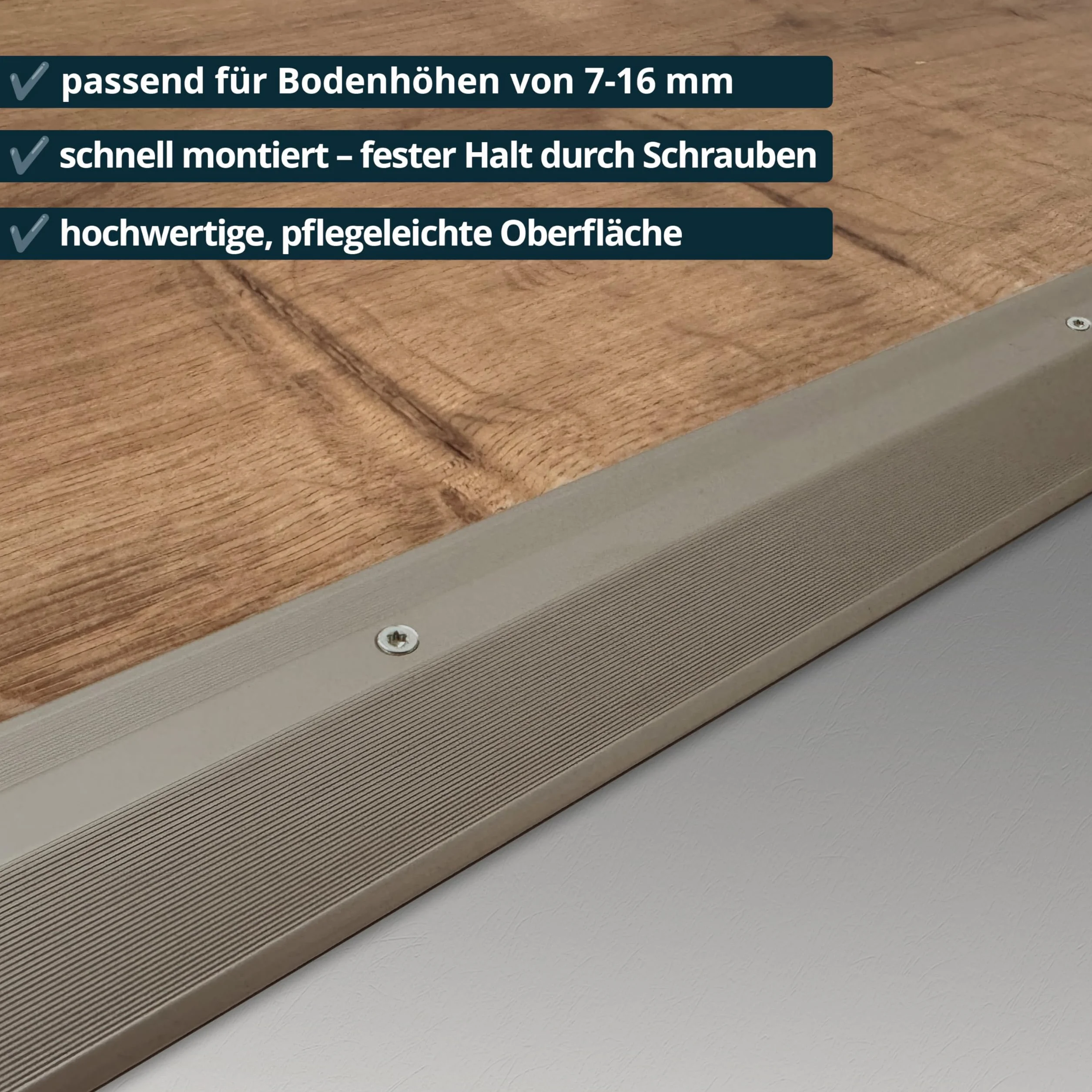 ufitec system profili do podłóg parkietowych i laminowanych – do wykładzin o wysokości 7-16 mm – dostępny w wielu kolorach (profil wyrównujący poziom, jasny brąz, długość 270 cm)