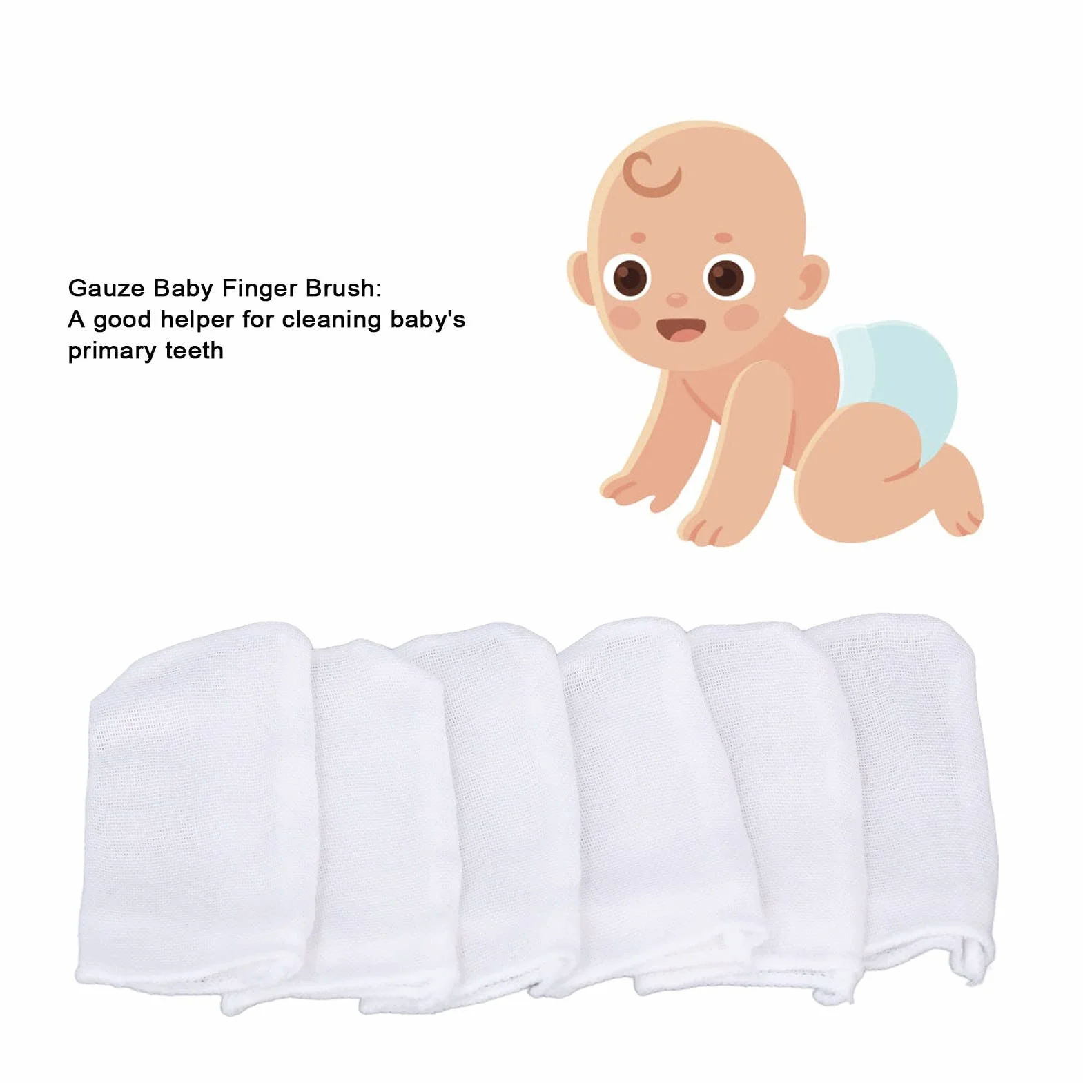 Baby Finger Brush, Miękka Szczoteczka do Zębów dla Niemowląt i Dzieci, Skuteczne Czyszczenie dziąseł, Języka i Zębów, 6 szt.