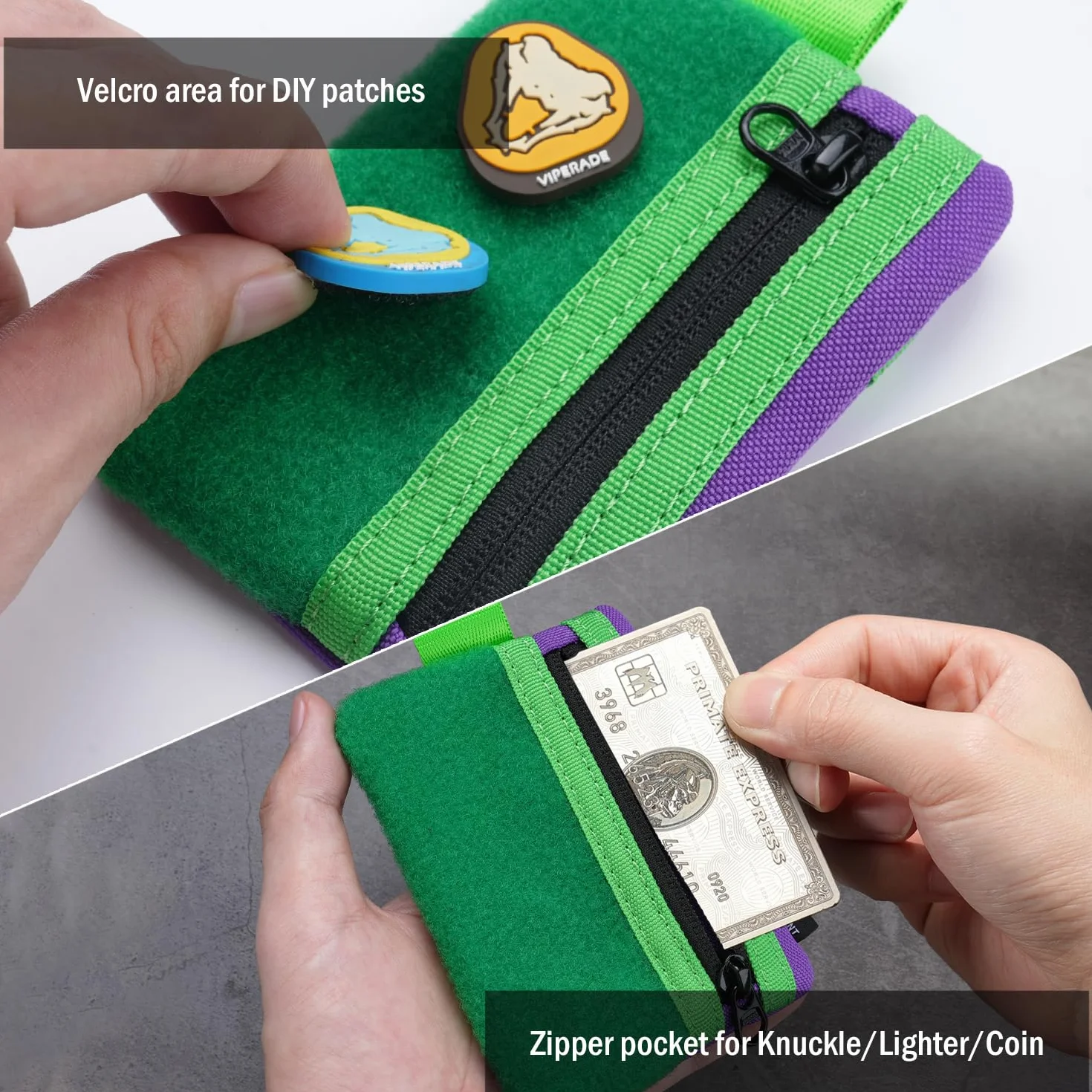 VIPERADE VE15 Mini organizer kieszonkowy EDC, torba na narzędzia z miejscem na naszywki, portfel na monety, czarny