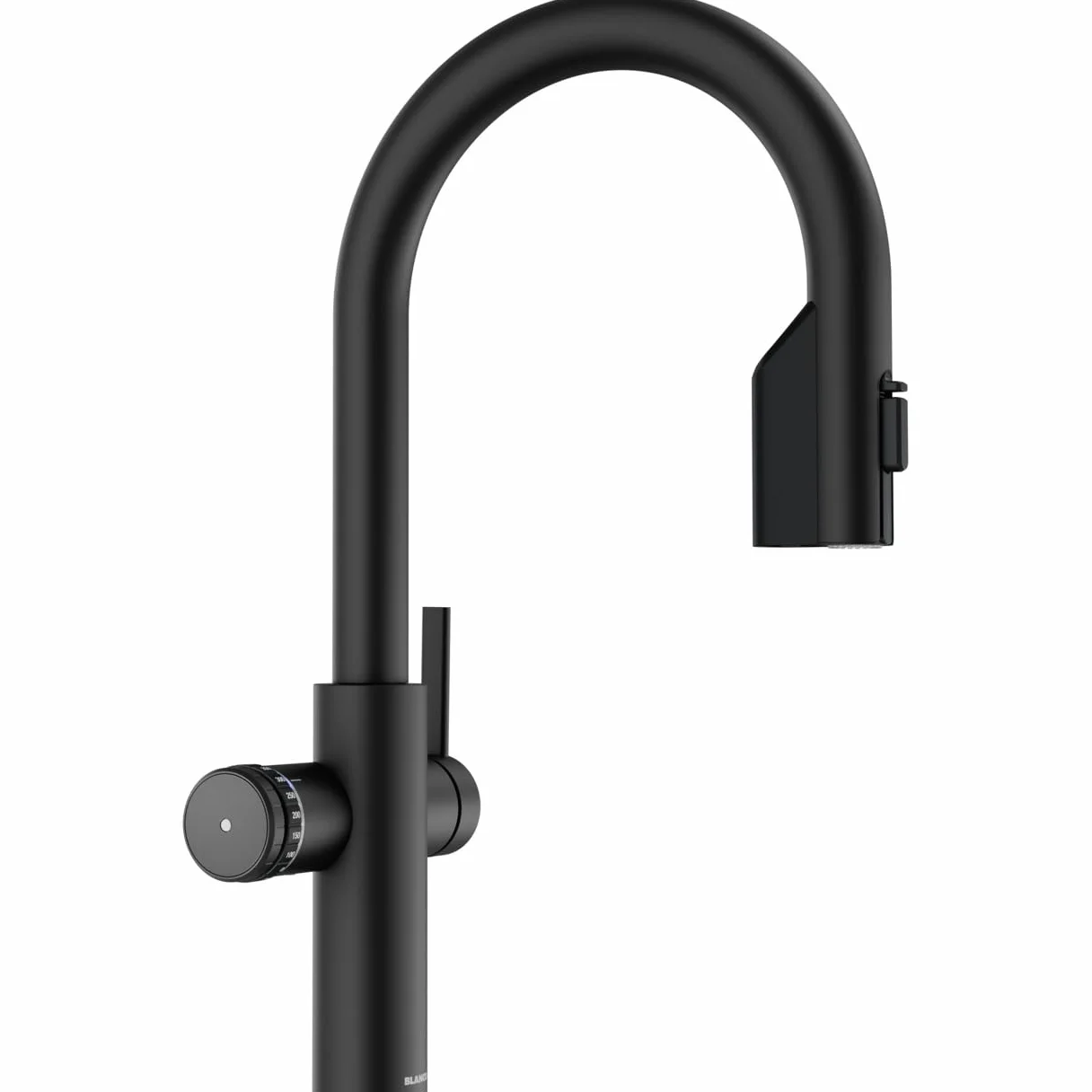 BLANCO CHOICE Icona-C | bateria kuchenna all-in-one ze stali nierdzewnej, czarna, matowa, bez jednostki uzdatniania wody CHOICE.ALL | schłodzona woda w stanie niegazowanym, średnim, gazowana i gorąca
