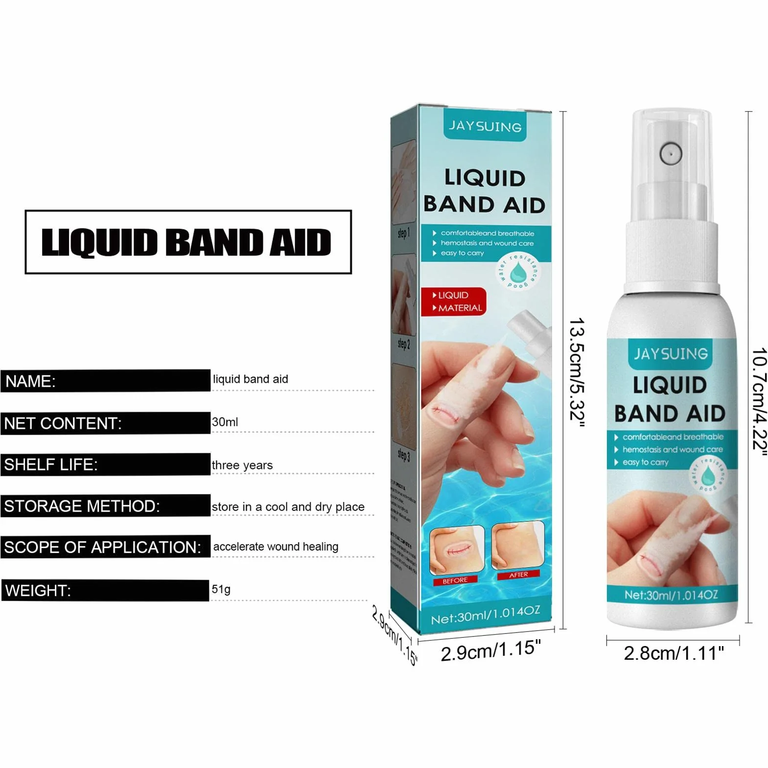 Liquid Bandage Spray 30ml Waterproof Breathable Quick-Dry Transparent Wound Protective Film