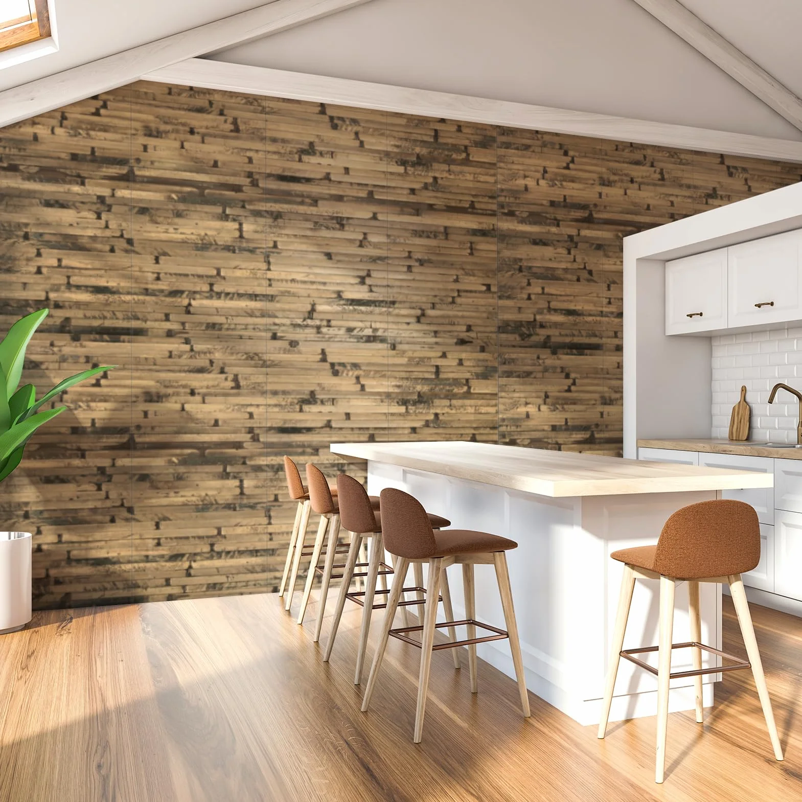 Art3d Naturalny bambusowy panel ścienny do dekoracji ścian wewnętrznych, odnawialne panele ścienne, sufitowe, meblowe, szafkowe, biurowe, 30 x 244 cm, kolor ciemnopalony