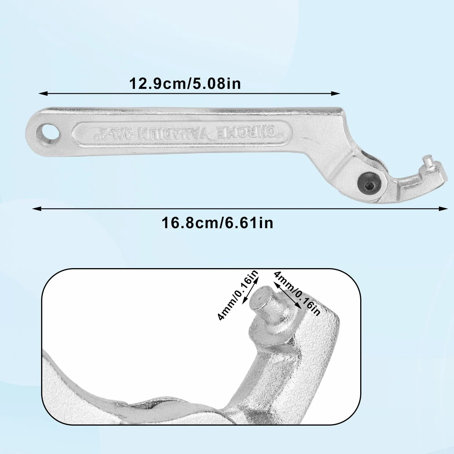 Nastawny Klucz Hakowy C, 19-51mm Stal Chromowo-Wanadowa Klucz Kołkowy z Okrągłą Głowicą do Dokręcania Nakrętek Zabezpieczających Łożysk Pojazdów i Urządzeń Mechanicznych