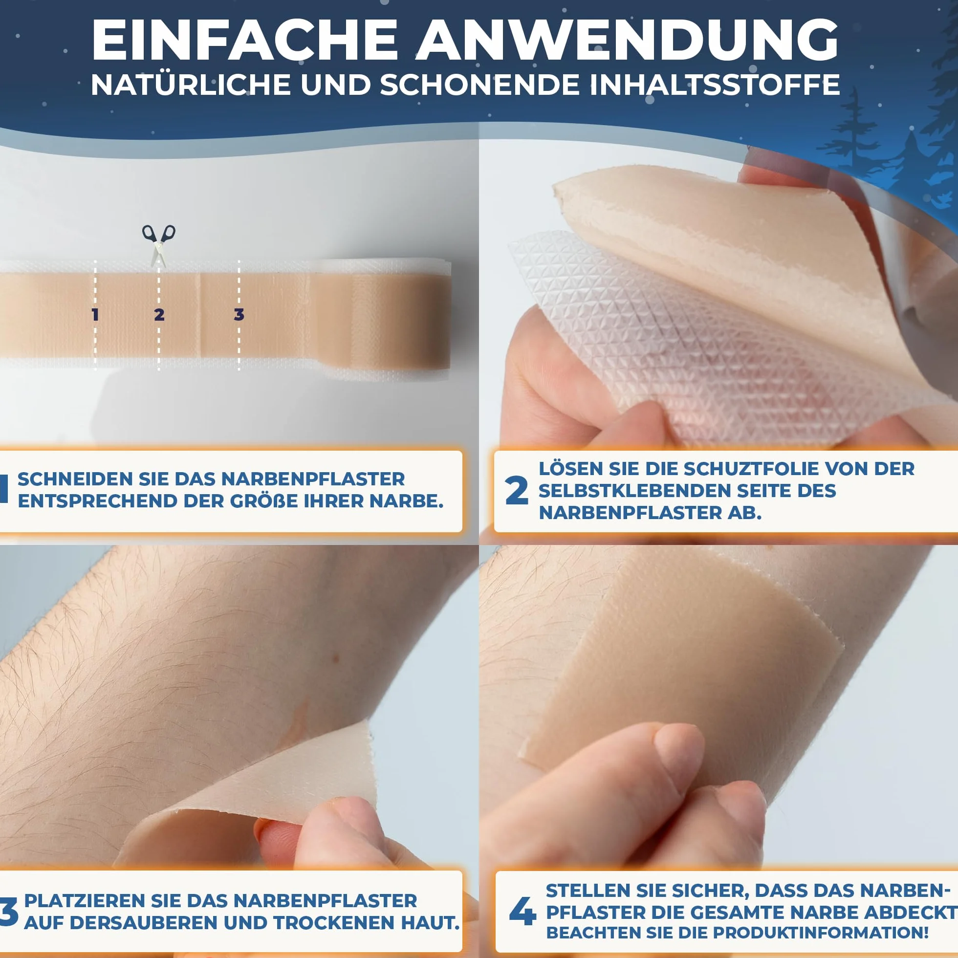 Plaster na blizny premium – silikonowy plaster na blizny, 4 x 300 cm, do pielęgnacji blizn w sekcji C, operacji, oparzeń, keloidów, trądziku, bez leków