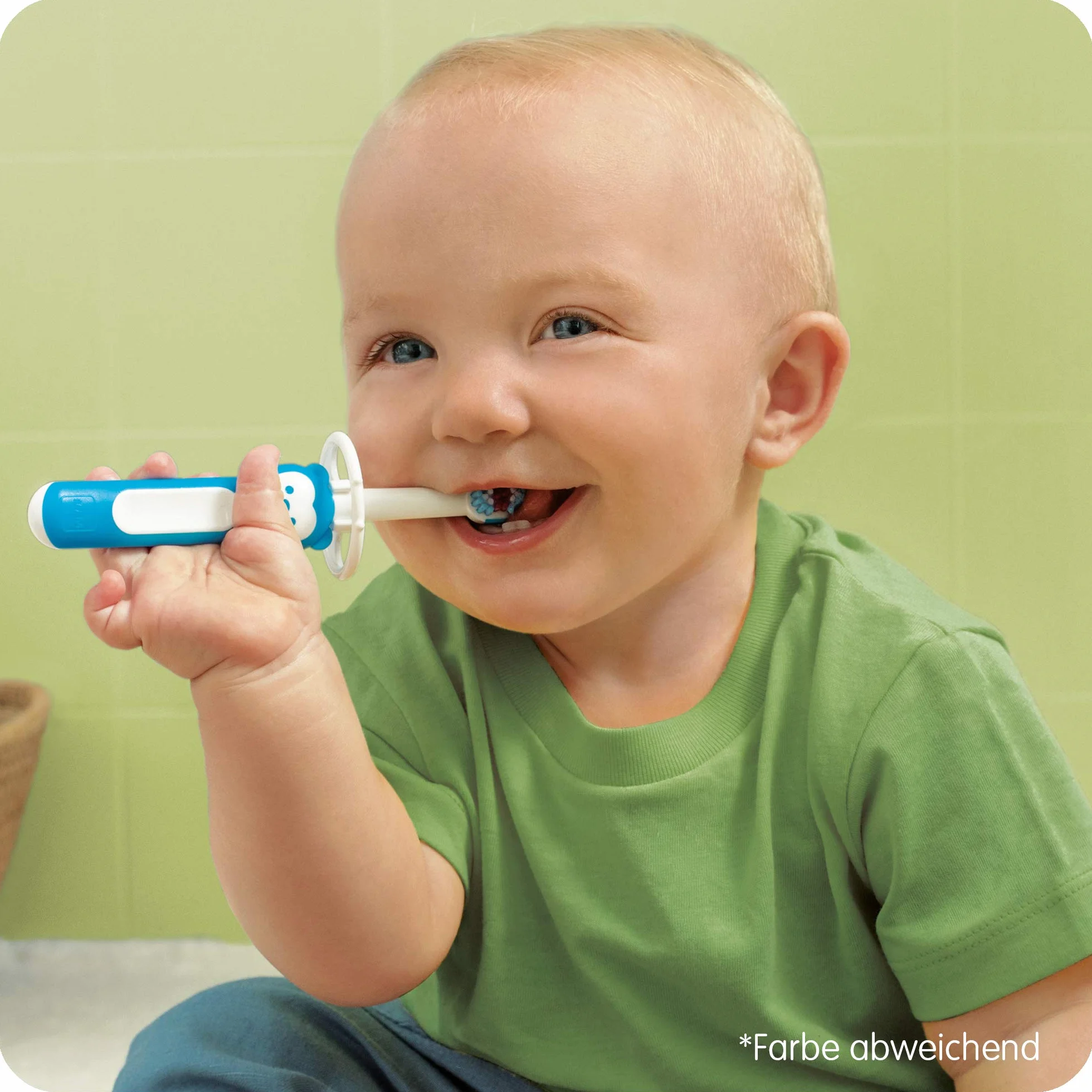 MAM Baby's Brush szczoteczka do zębów dla niemowląt z krótkim uchwytem do łatwego trzymania, szczoteczka do zębów dla dzieci do delikatnego czyszczenia zębów, od 6+ miesięcy, turkusowa, 1 sztuka (1