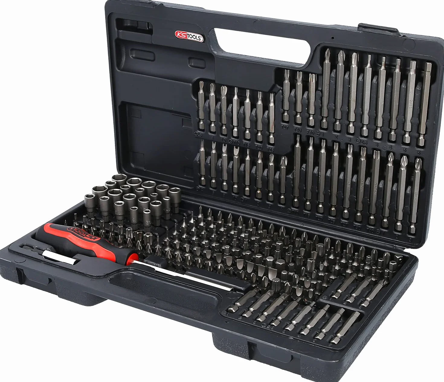 KS Tools 897.7598 ECOline CZARNY/CZERWONY wózek warsztatowy z 7 szufladami i zestawem narzędzi Premium, 598 części