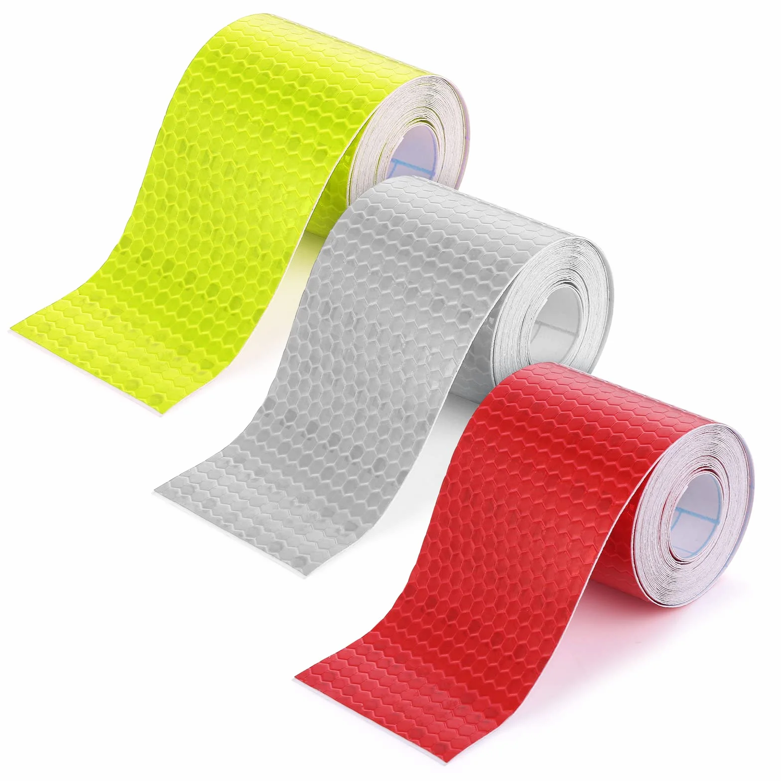 3 rolki odblaskowych taśm bezpieczeństwa, 3,5 cm, odblaskowa taśma ostrzegawcza, wodoodporna, samoprzylepna taśma odblaskowa, wysoka widoczność naklejka bezpieczeństwa w nocy (c30 stóp)