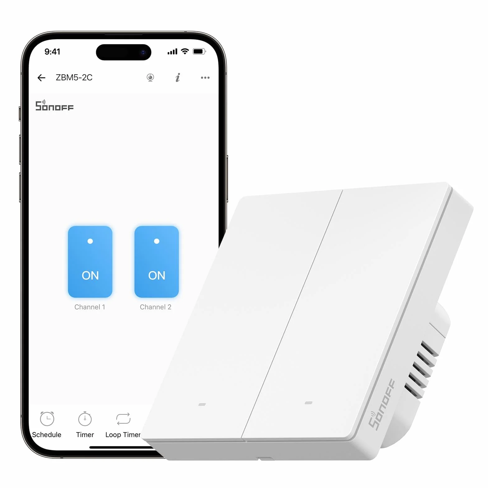 SONOFF Smart Light Switch, Wymaga SONOFF Zigbee Hub, Smart Switch, Bez Zera lub z Zerem, APP Remote Control, Zigbee Switch ZBM5 86-Type, 2-klawiszowy
