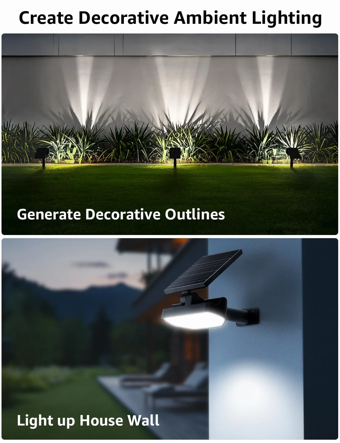 Lepro Zestaw 4 zewnętrznych lamp solarnych, mocny zewnętrzny reflektor solarny, wodoodporny zewnętrzny reflektor solarny IP65, zimne światło, regulowany 135°, do ogrodu, na ścieżki, garaż i taras