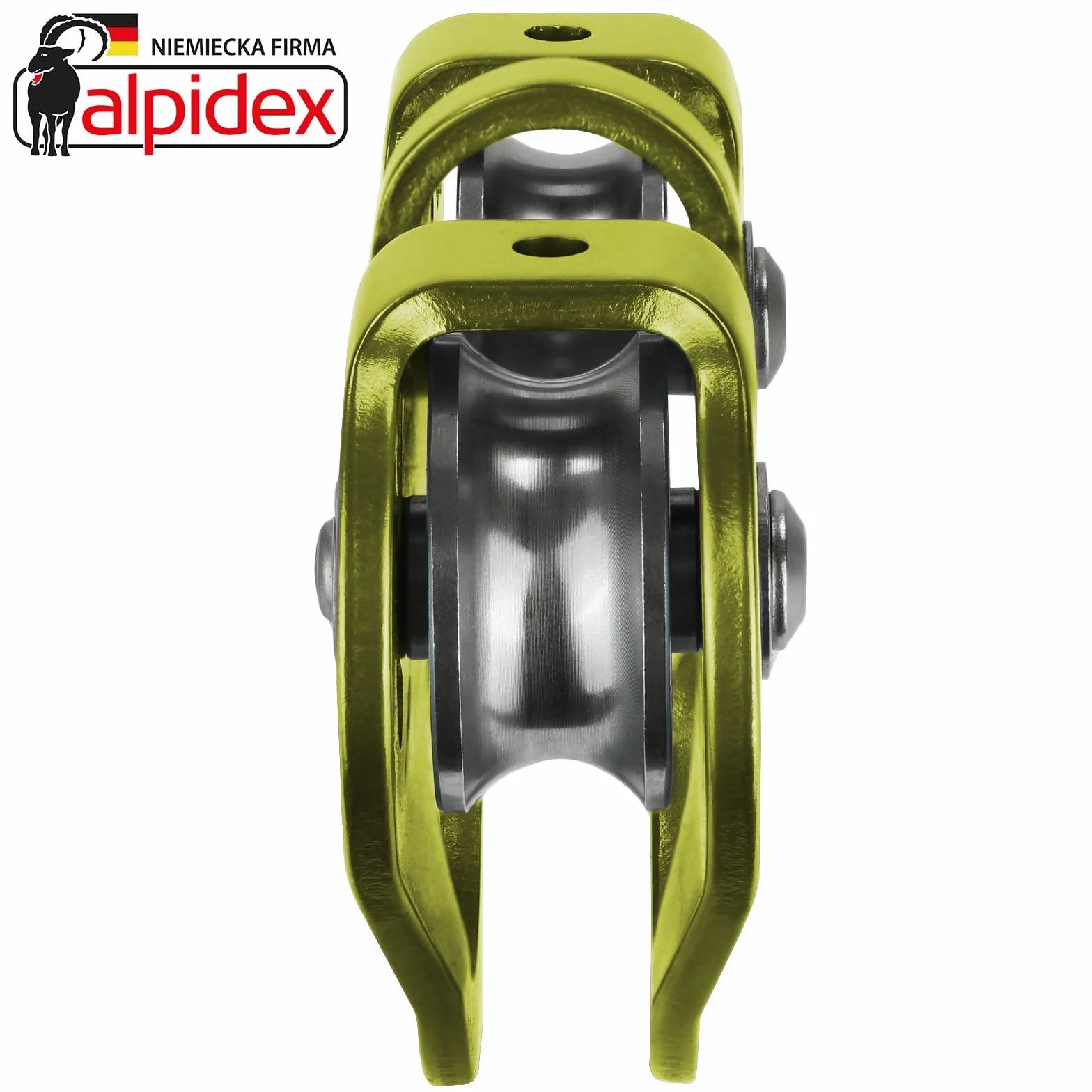 ALPIDEX Rolka Do Wspinaczki 20 kN - Tandem Pulley Koła Pasowego - Lin Stalowych Do 12 mm Tekstylnych Do 13 mm - EN12278