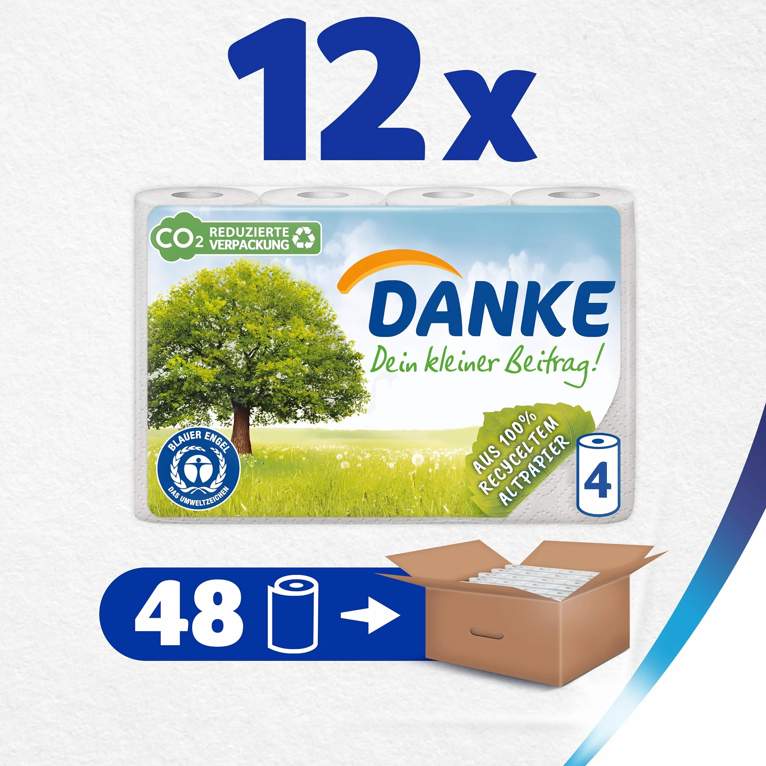 Danke Rolka kuchenna, Mega Pack, 12 opakowań (48 rolek x 45 arkuszy)