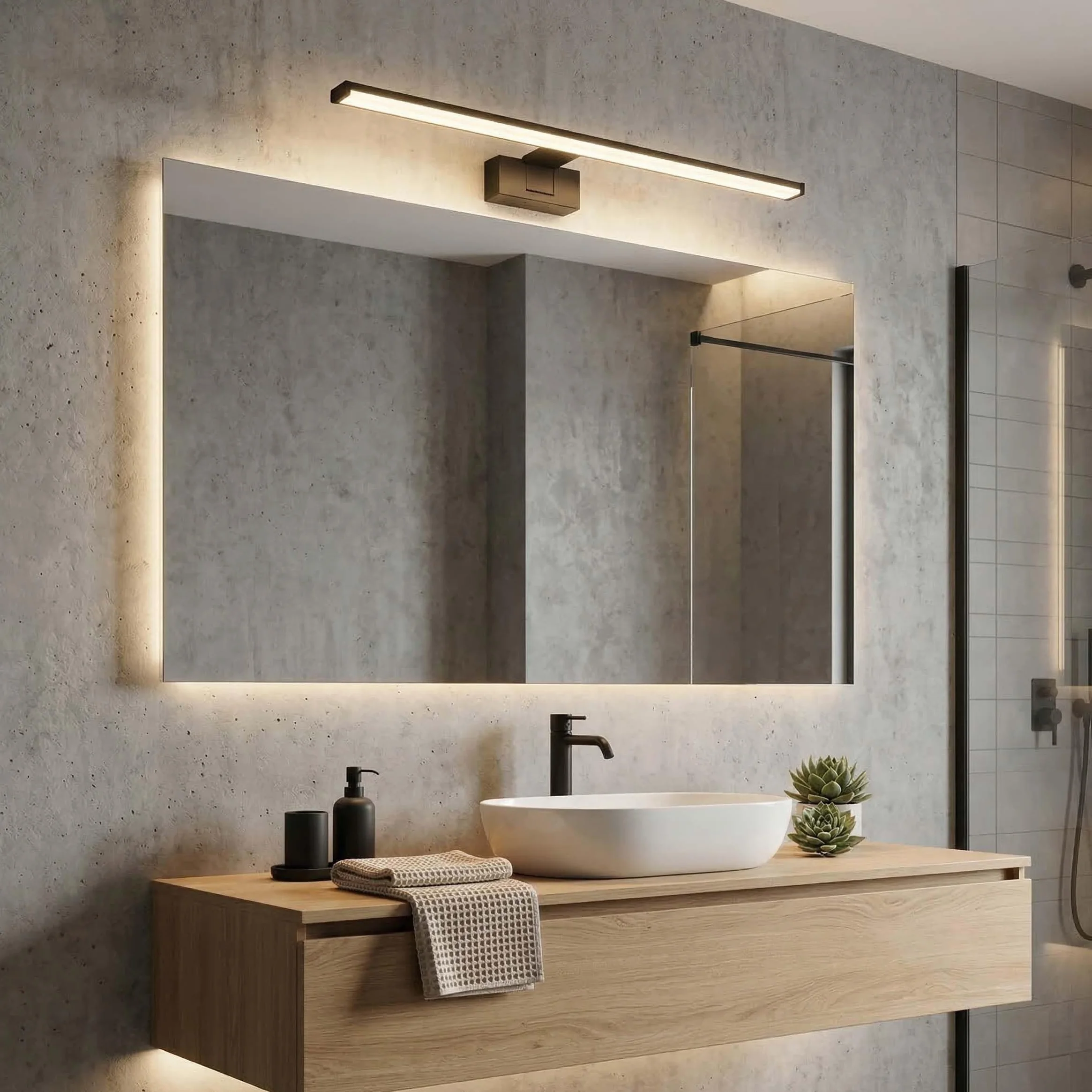 Lampa łazienkowa LL WALL LAMP 15W czarna kinkiet nad lustro 80cm IP44 LED