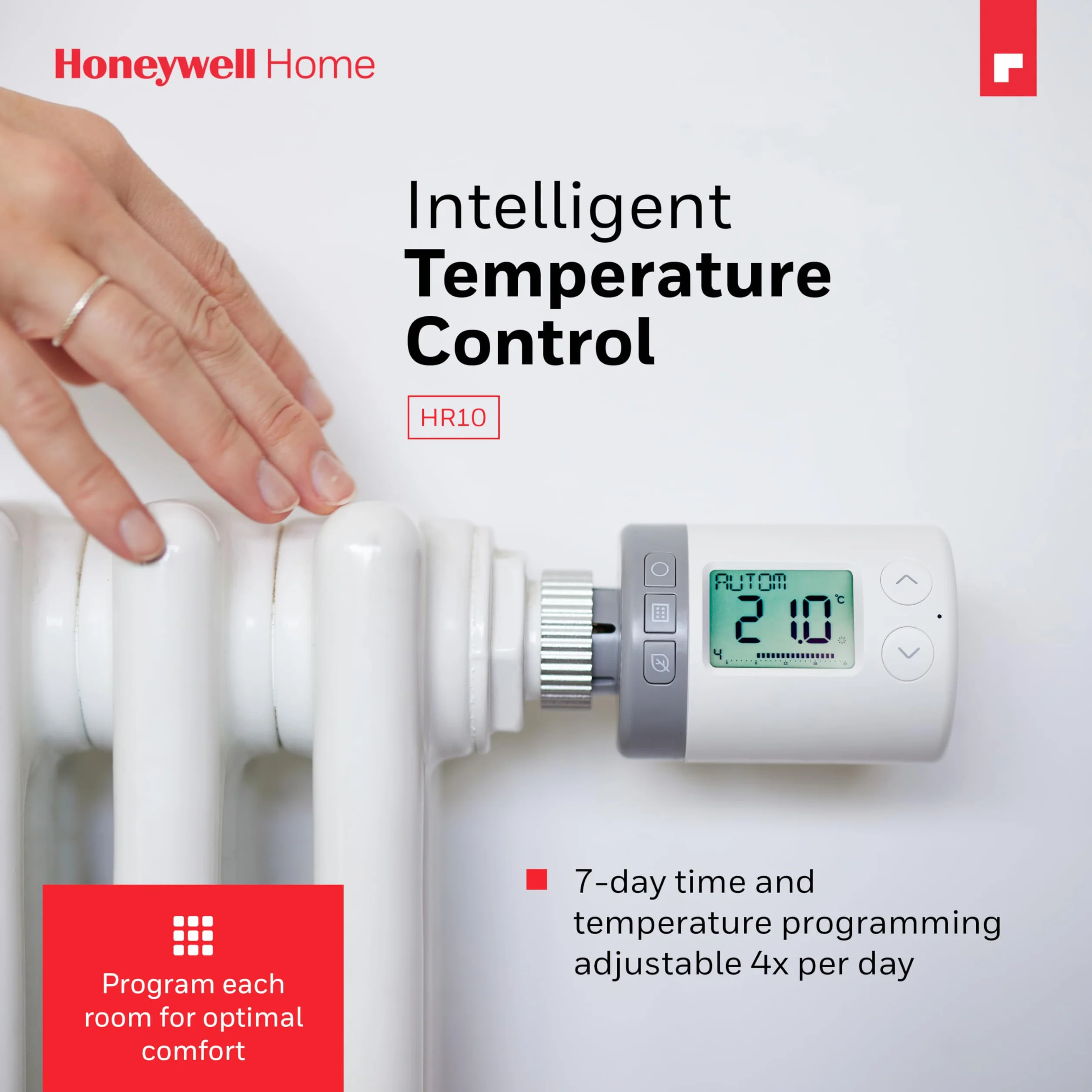 Honeywell Home Inteligentna i programowalna głowica grzejnika elektronicznego, zestaw 2 szt