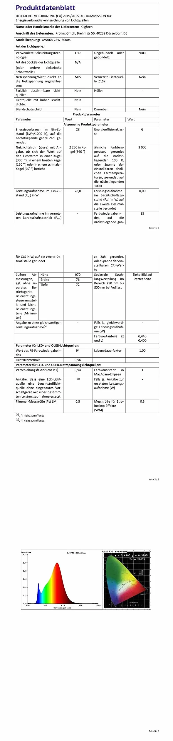 Klighten Kinkiet LED do wnętrz, nowoczesny kinkiet 97 cm/28 W, IP65, ciepła biel 3000 K, czarny