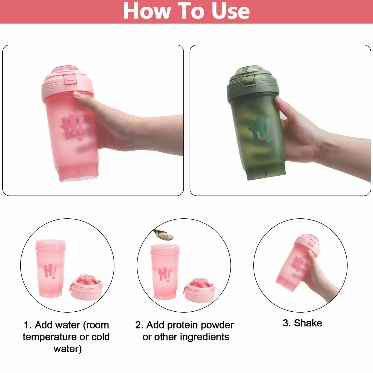 APOMOONS Shaker proteinowy, 2 sztuki, shaker proteinowy ze skalą pomiarową, nie zawiera BPA, szczelny, trwały, bezzapachowy, shaker do fitnessu, uprawiania sportu