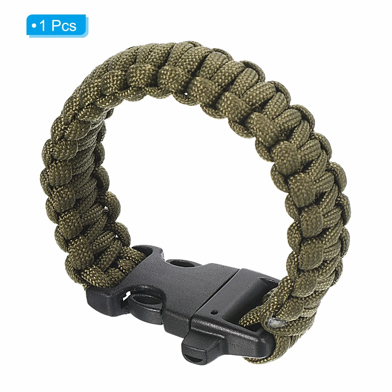 PATIKIL survivalowe bransoletki paracord, pleciona bransoletka spadochronowa z plastikową klamrą upominki na przyjęcie prezenty kempingowe do użytku na zewnątrz dla mężczyzn, ciemnozielona