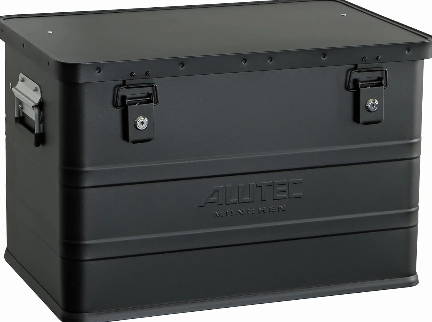 ALUTEC Pudełko aluminiowe Classic 68 (kolor czarny, pojemność 68 l, wymiary wewnętrzne (dł. x szer. x wys.) 550 x 350 x 355 mm/wymiary zewnętrzne (dł. x szer. x wys.) 575 x 385 x 375 mm, pudełko do