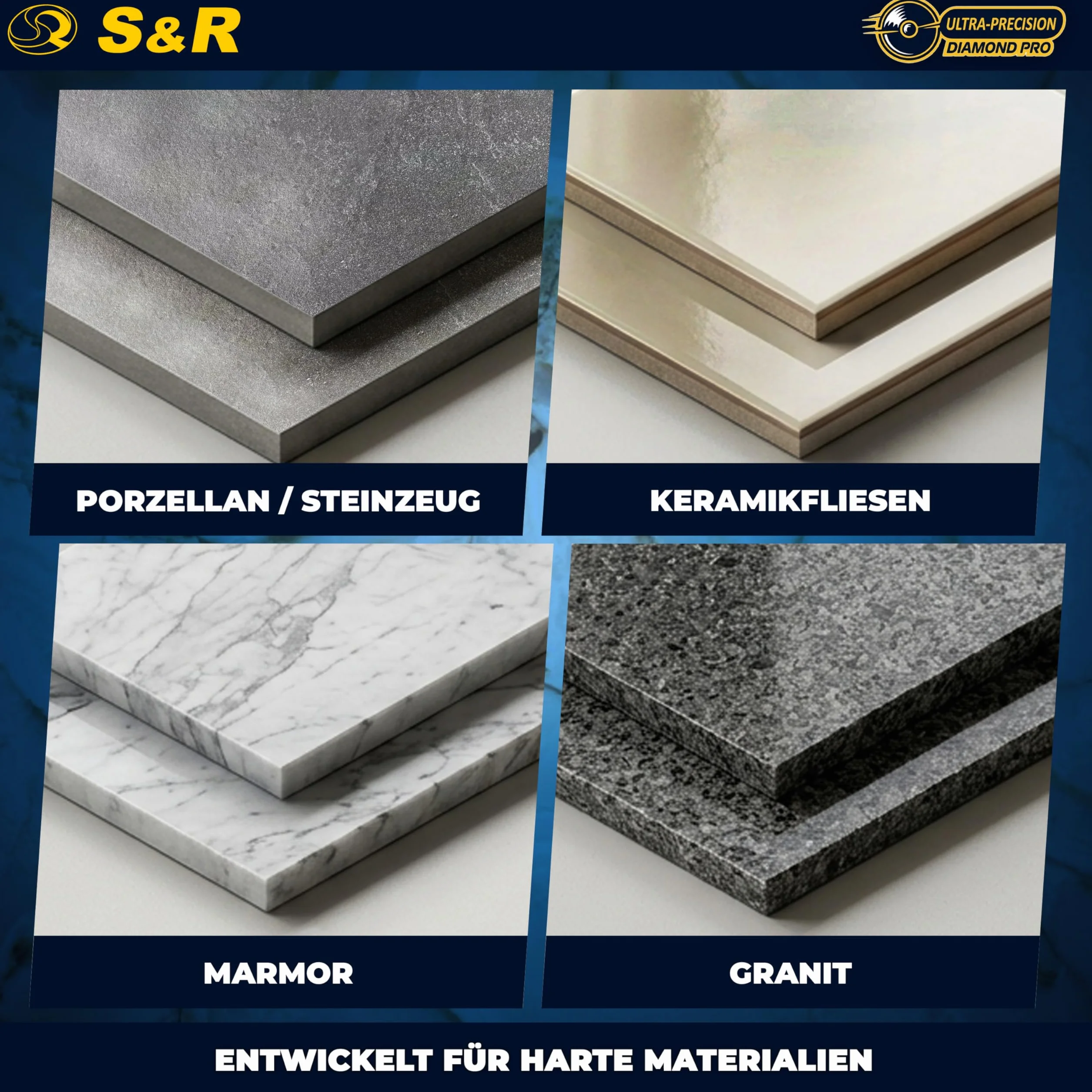 S&R 2-częściowa diamentowa tarcza tnąca, tarcza tnąca 76mm, diamentowa tarcza 176mm, 76 * 10 * 0.8 * 1.2 * 10mm porcelana, polerowany gres, granit