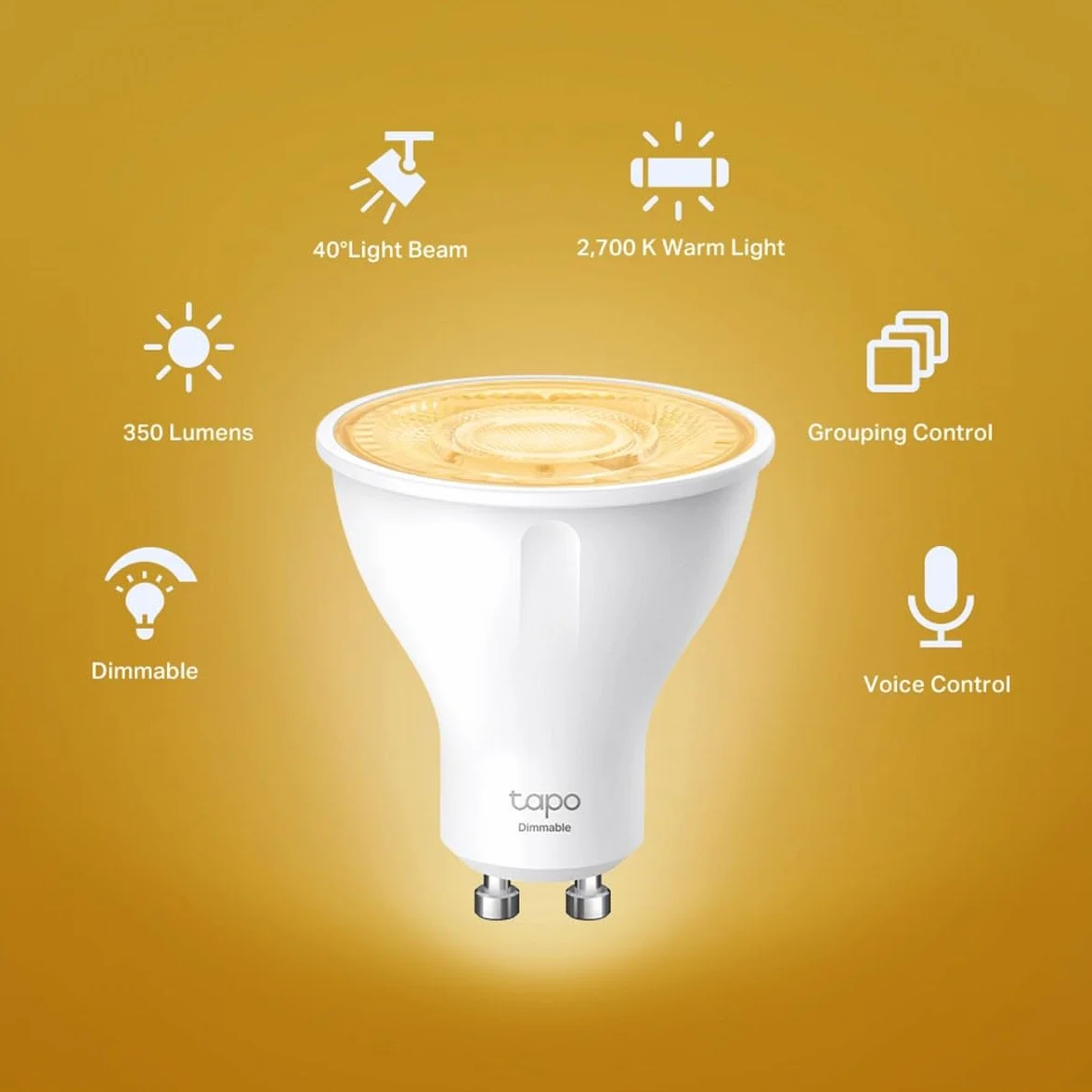TP-Link Tapo L610 | Inteligentny reflektor LED GU10 Wi-Fi | Białe światło | Ściemnialny | 350 lm | 4.7 W | Kompatybilny z Alexa i Google Home