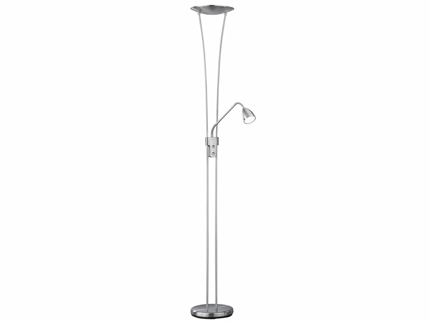 Trio Leuchten Lampa LED w kolorze matowego niklu, łącznie z 1 x 20 W LED i 1 x 5 W LED, reflektor i ramię do czytania oddzielnie ściemniane, wysokość – 180 cm 426410207