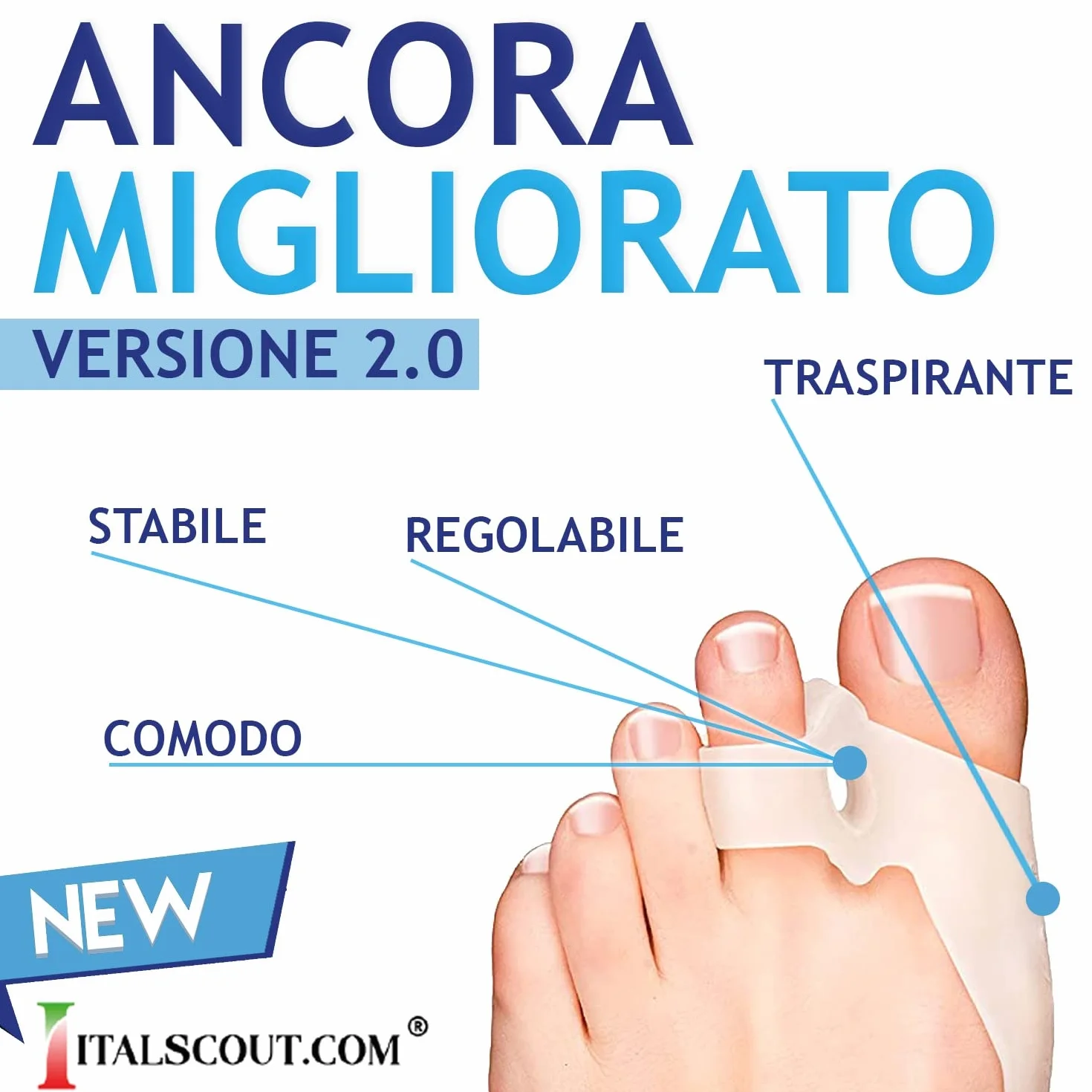 Italscout -6X Koślawego Palucha Korektora+12 Grubościomierzy, Ochrona Mężczyzn Kobieta, Separator I Korektor Palce, Silikon,Zapobieganie Bólom Zapalenie kaletki, Odległość prostowania palców, Stopy Hammer