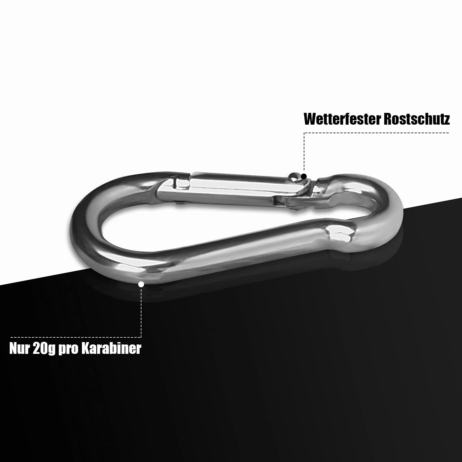LISOPO 12 sztuk karabińczyków, karabińczyk z zamknięciem zatrzaskowym 60 mm x 6 mm, obciążenie do 150 kg, wysokiej jakości stal premium, do wszystkich pasków i uchwytów z jednym uchem