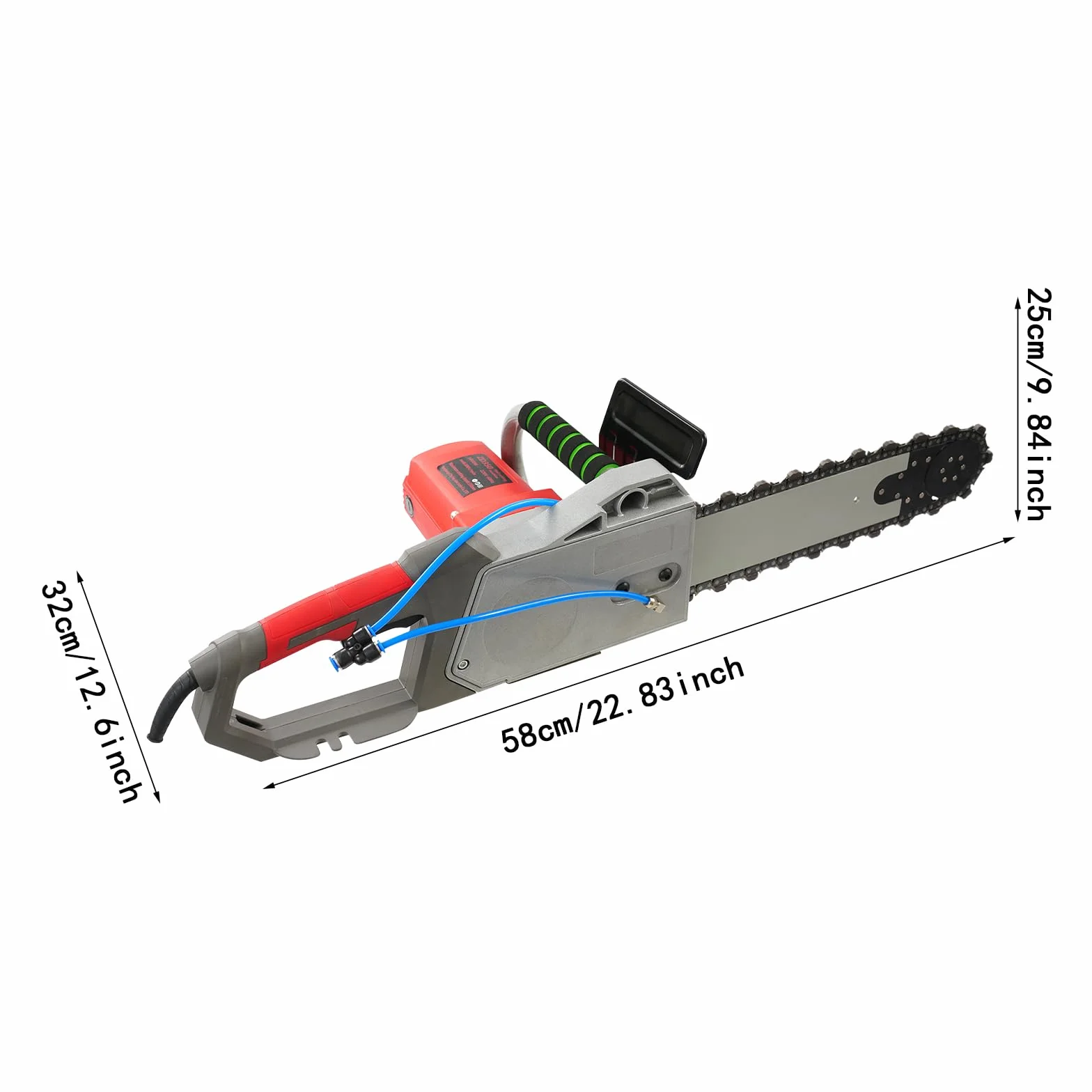 Elektryczna piła łańcuchowa do betonu 5800 W, 0-6300 obr./min, głębokość cięcia 350 mm, maszyna do cięcia kamienia z łańcuchem diamentowym i inteligentnym sprzężeniem pompy wodnej, maszyna do cięcia