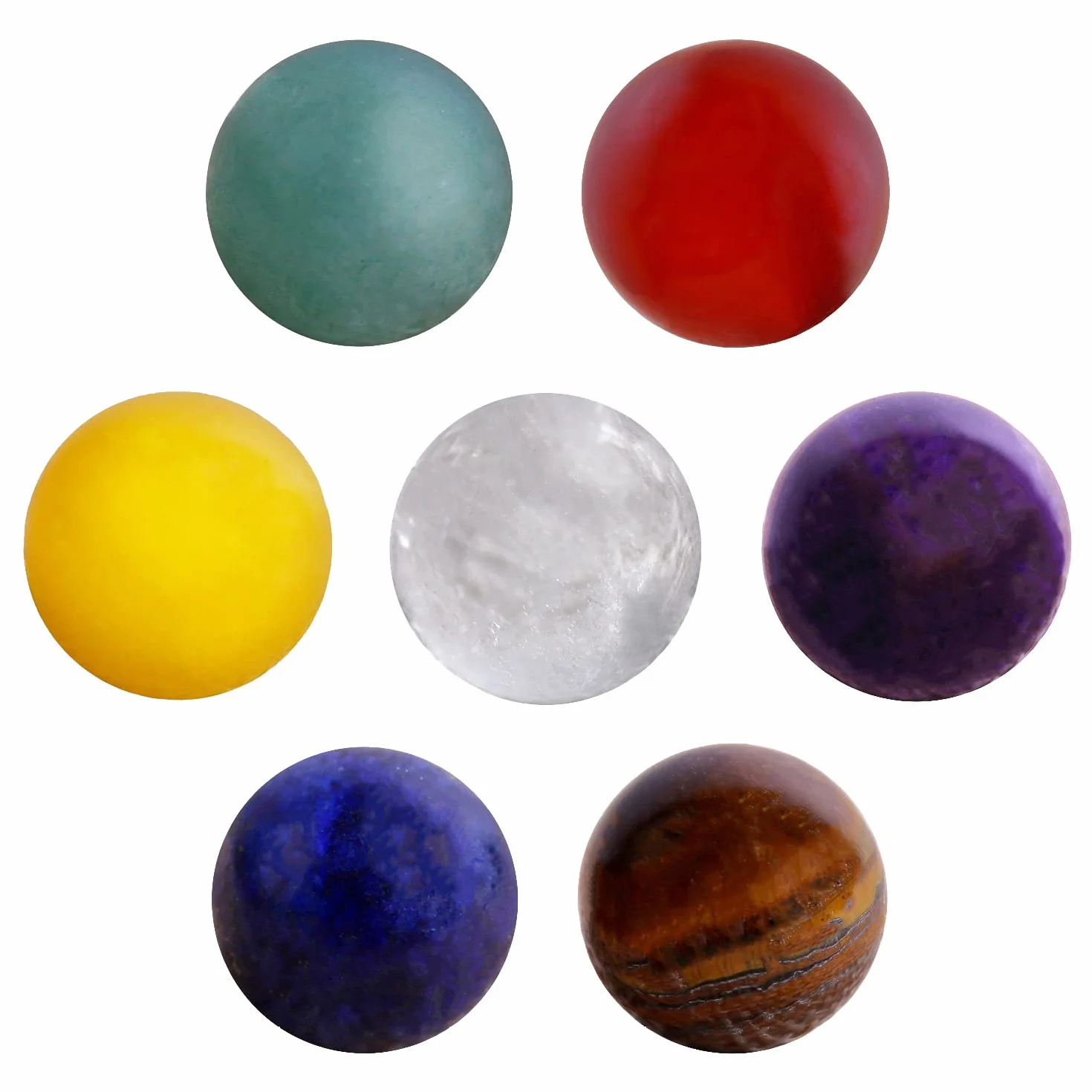 Morella Zestaw 7 kamieni mineralnych czakra kul 16 mm ametyst