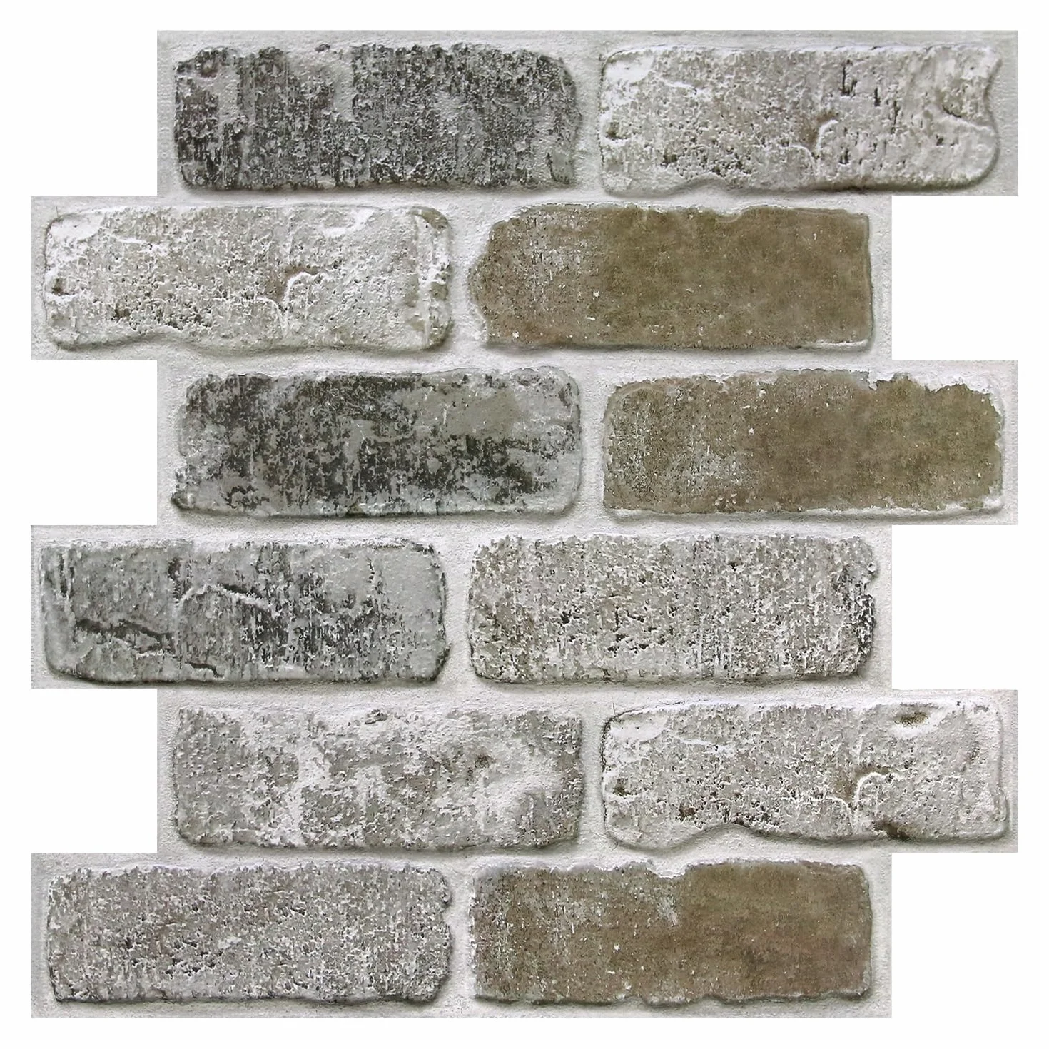 COMSTICKC Panele dekoracyjne na ściany - 10 sztuk 30x30 cm, samoprzylepne panele 3D z efektem cegły, ultralekkie PVC do wnętrz - salon, łazienka, kuchnia (Brązowy szary)